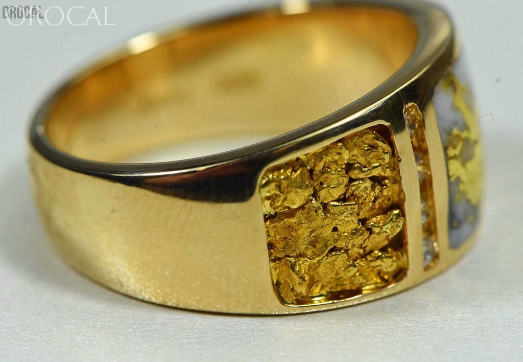 Gold Nugget/quartz Mens Ring Orocal Rm732Ldnq Genuine Hand Crafted Jewelry - 14K Casting Nugget