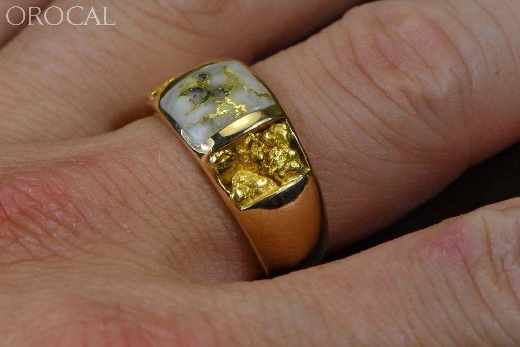 Gold Quartz Ring Mens Orocal Rm1088Nq Genuine Hand Crafted Jewelry - 14K Yellow Casting
