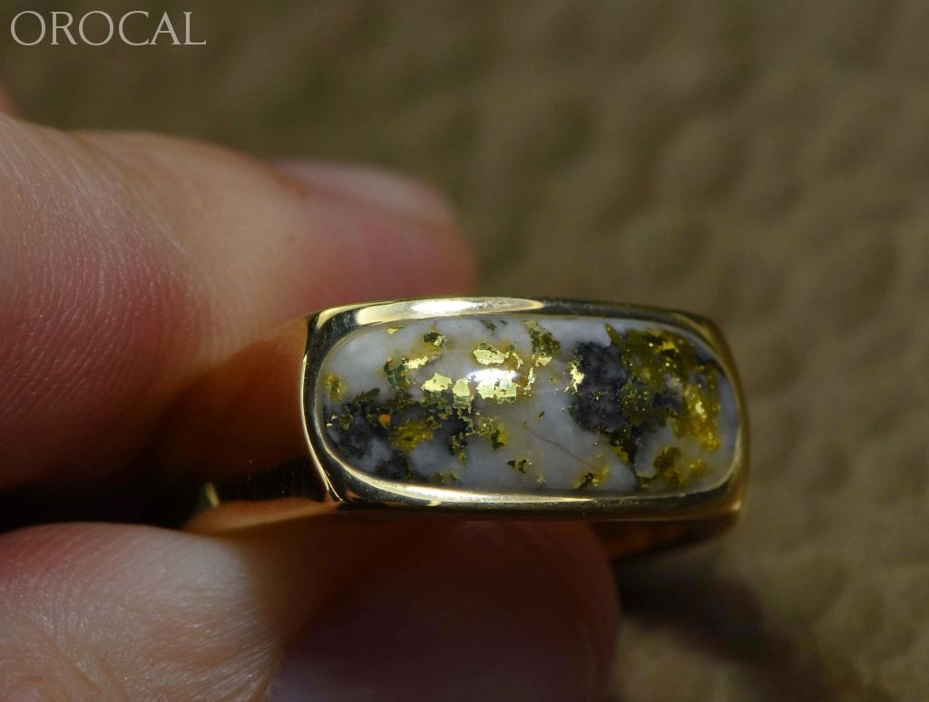 Gold Quartz Ring Mens Orocal Rm816Q Genuine Hand Crafted Jewelry - 14K Yellow Casting