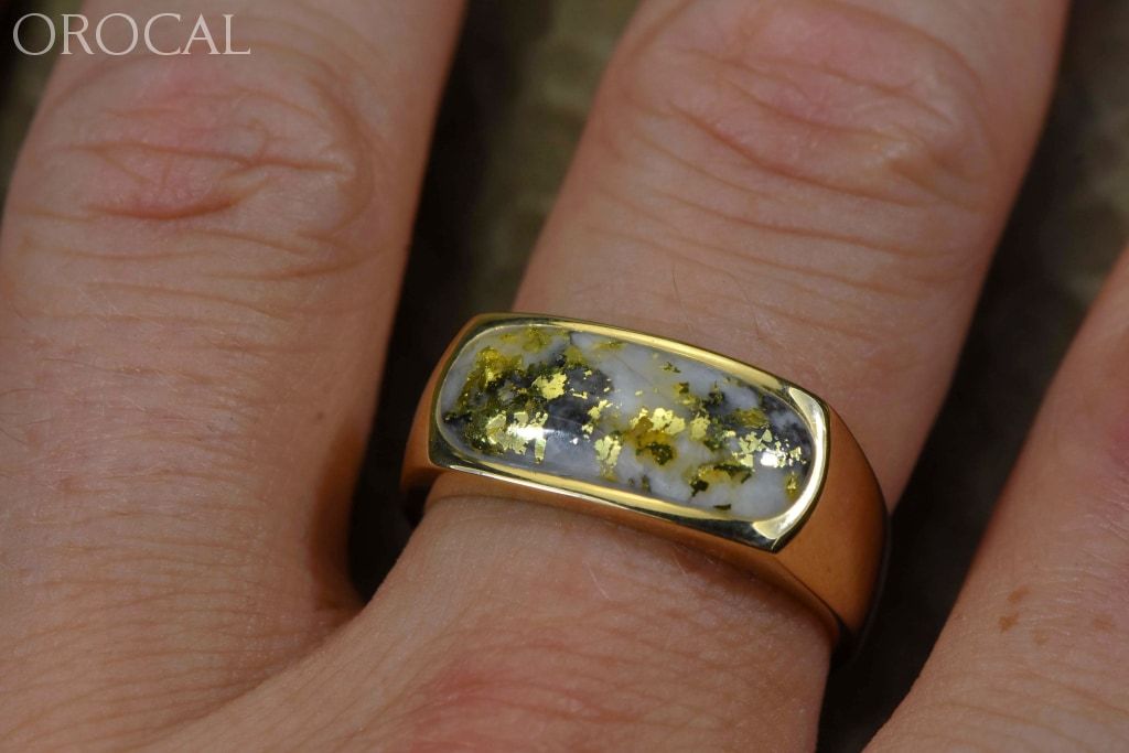 Gold Quartz Ring Mens Orocal Rm816Q Genuine Hand Crafted Jewelry - 14K Yellow Casting
