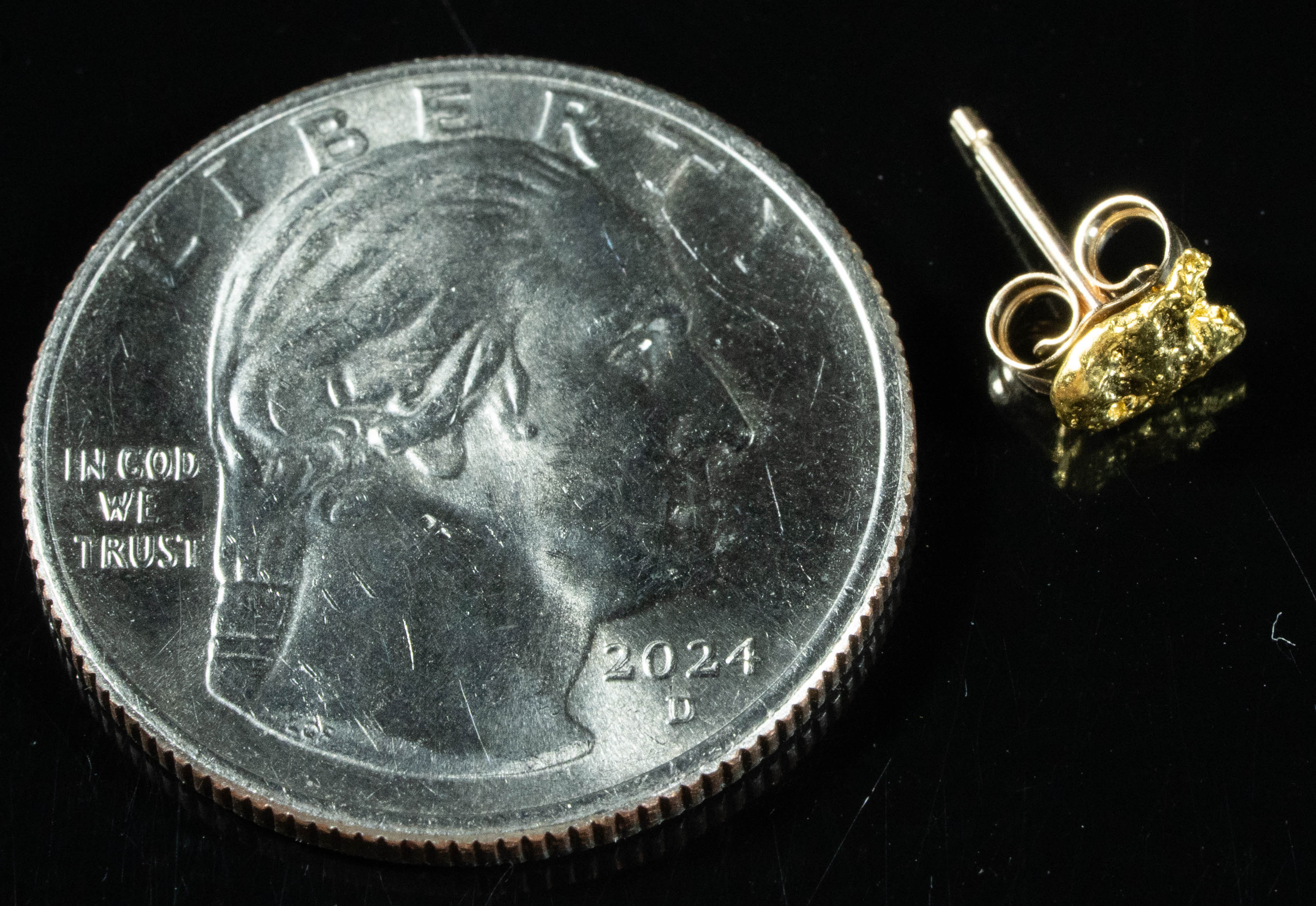 #649 Alaskan-Yukon BC Natural Gold Nugget Single Earring .42 Grams