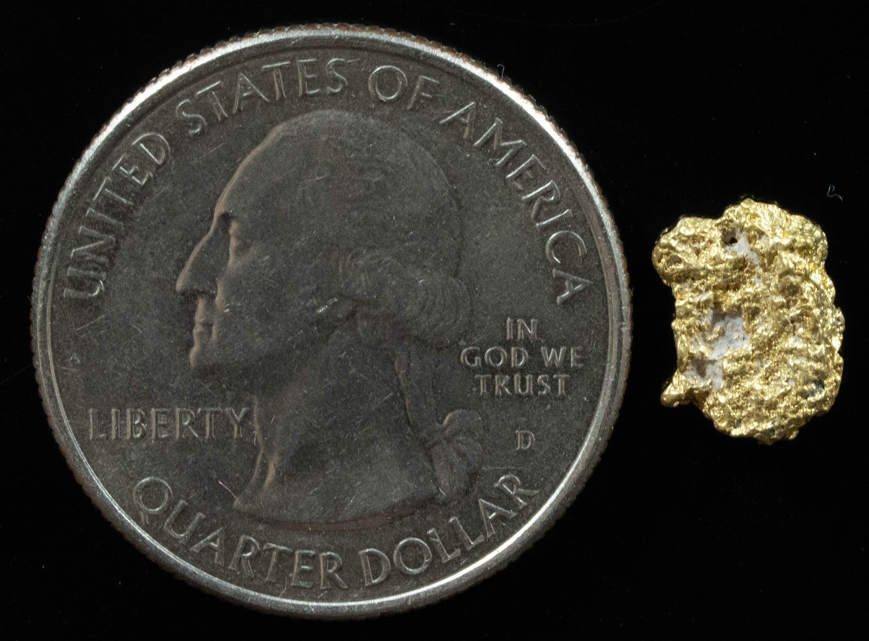 QN-36 "Alaskan BC Gold Nuggets with Quartz" Genuine .79 Grams