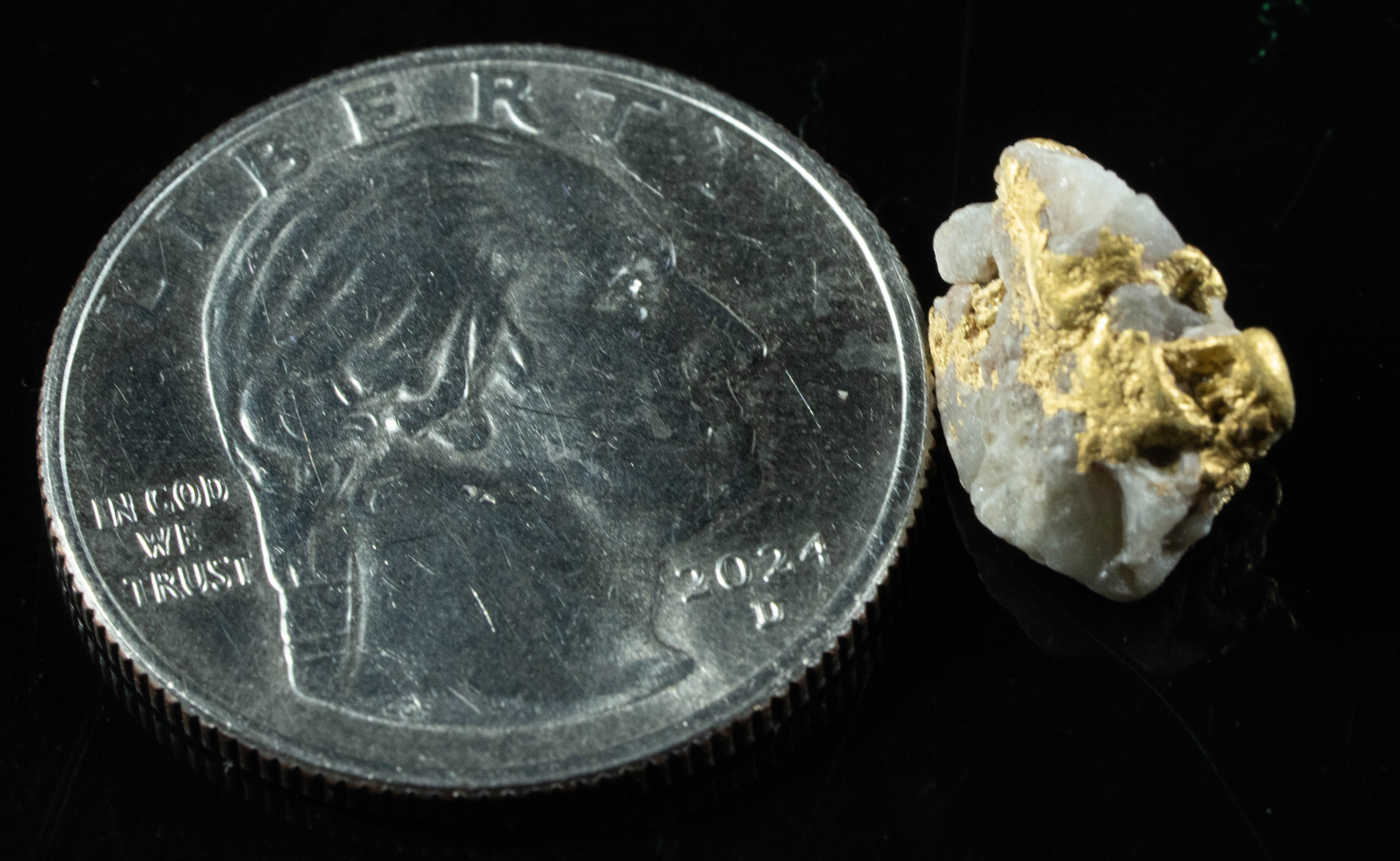 QN-31 "Alaskan BC Gold Nuggets with Quartz" Genuine 1.96 Grams