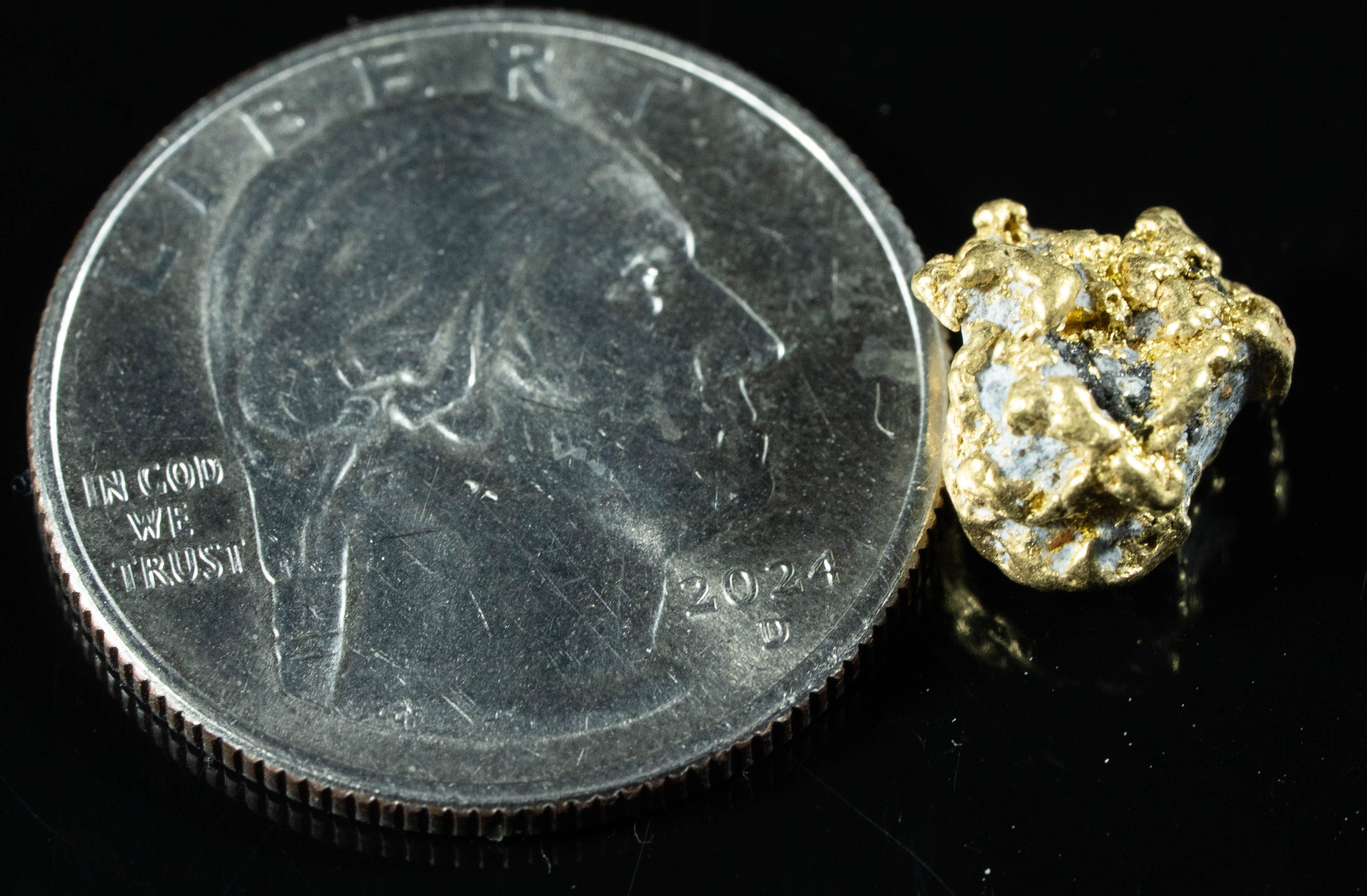 QN-55 "Alaskan BC Gold Nuggets with Quartz" Genuine 3.25 Grams