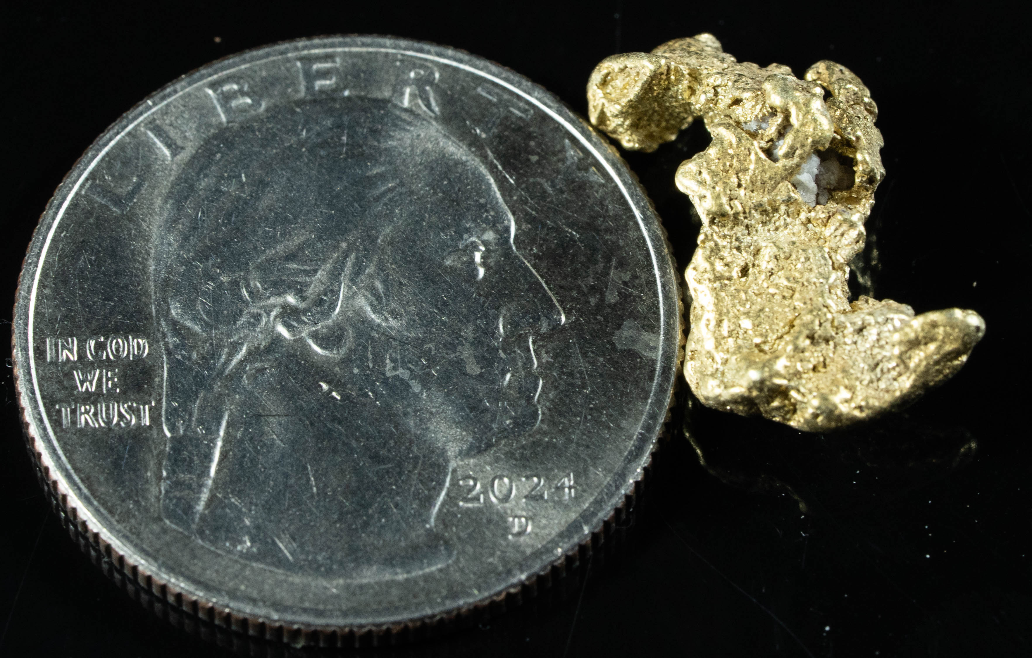 QN-58 "Alaskan BC Gold Nuggets with Quartz" Genuine 3.39 Grams