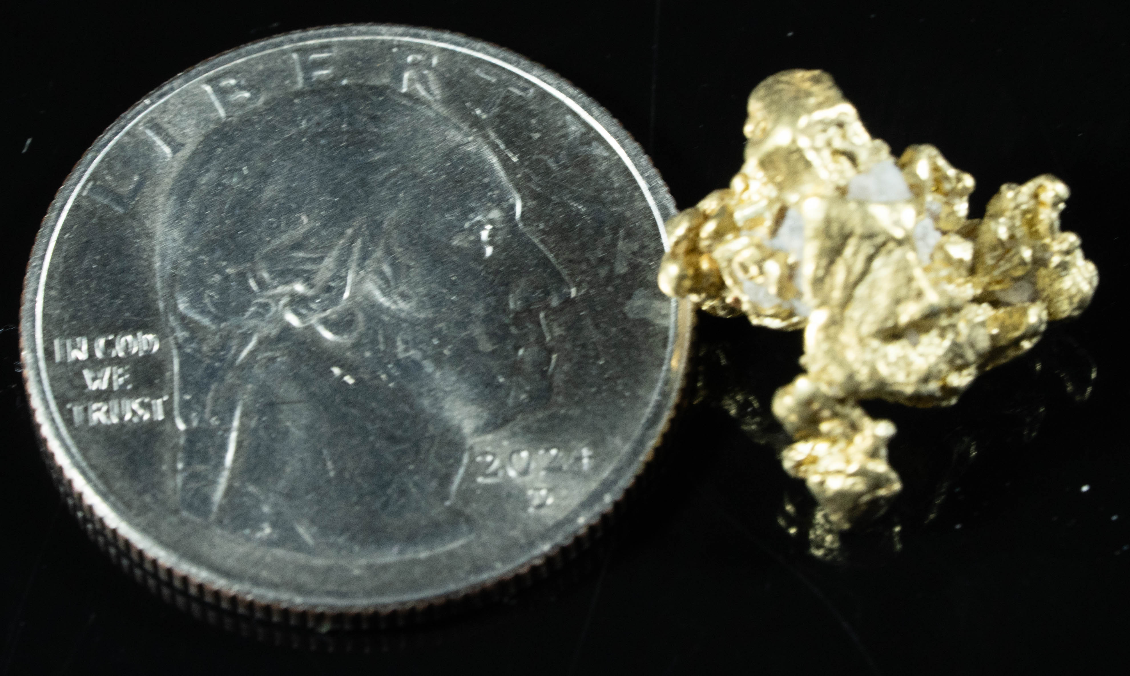 QN-60 "Alaskan BC Gold Nuggets with Quartz" Genuine 3.99 Grams