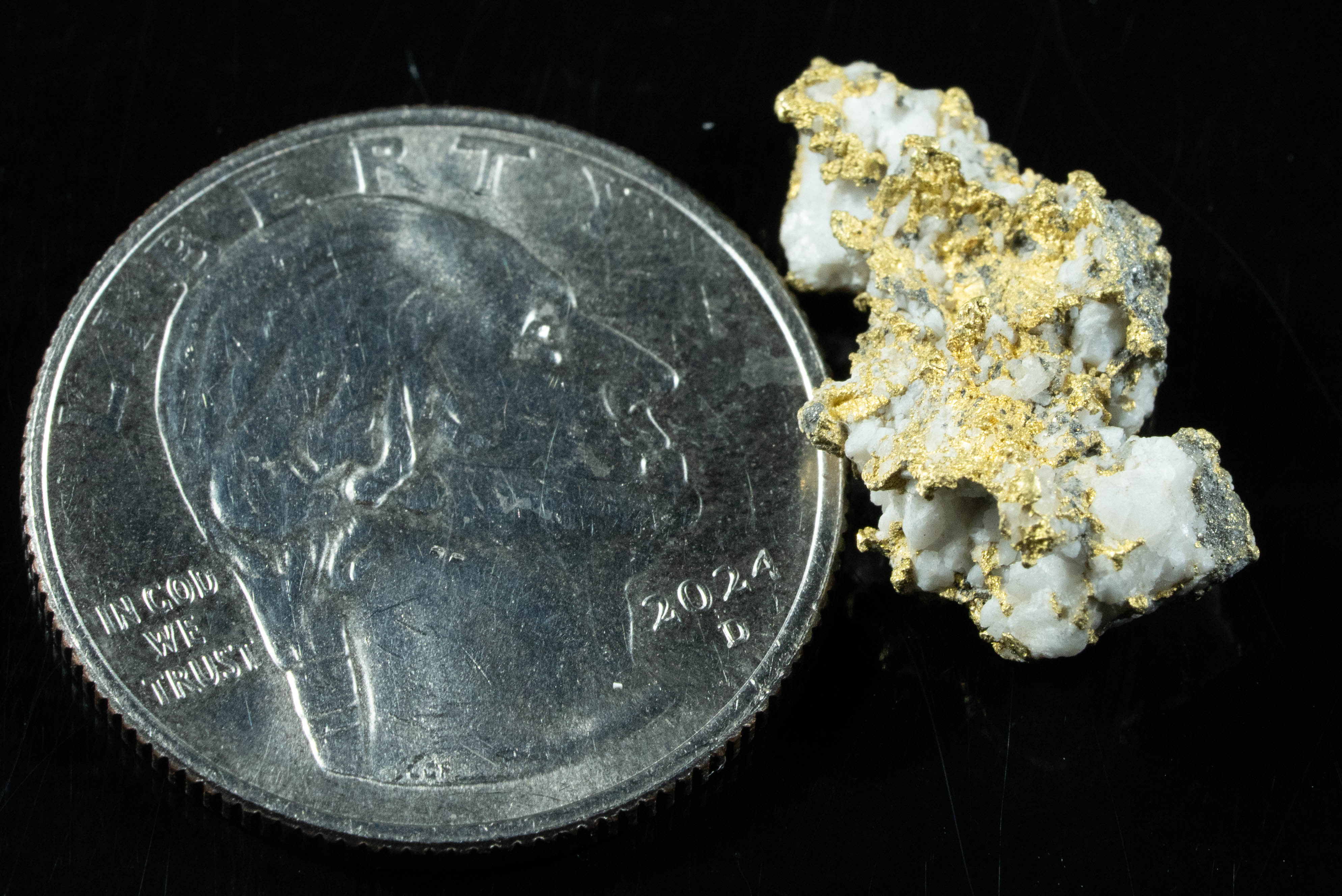 #K-10 Crystalline Gold Nugget Specimen 3.20 Grams Oriental Mine Sierra County California Rare