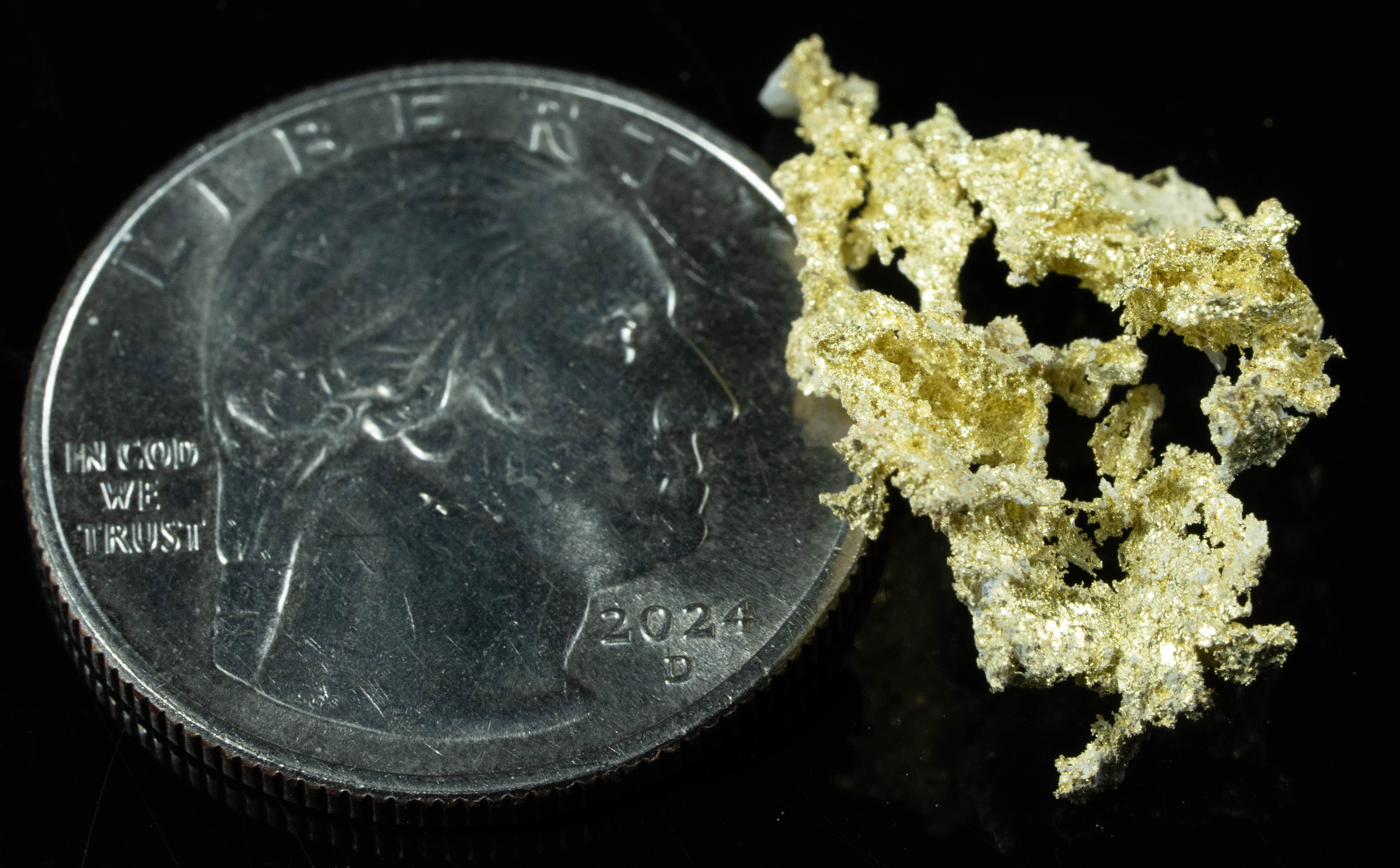 #OM-117 Crystalline Gold Nugget Specimen 1.97 Grams Oriental Mine Sierra County California Rare