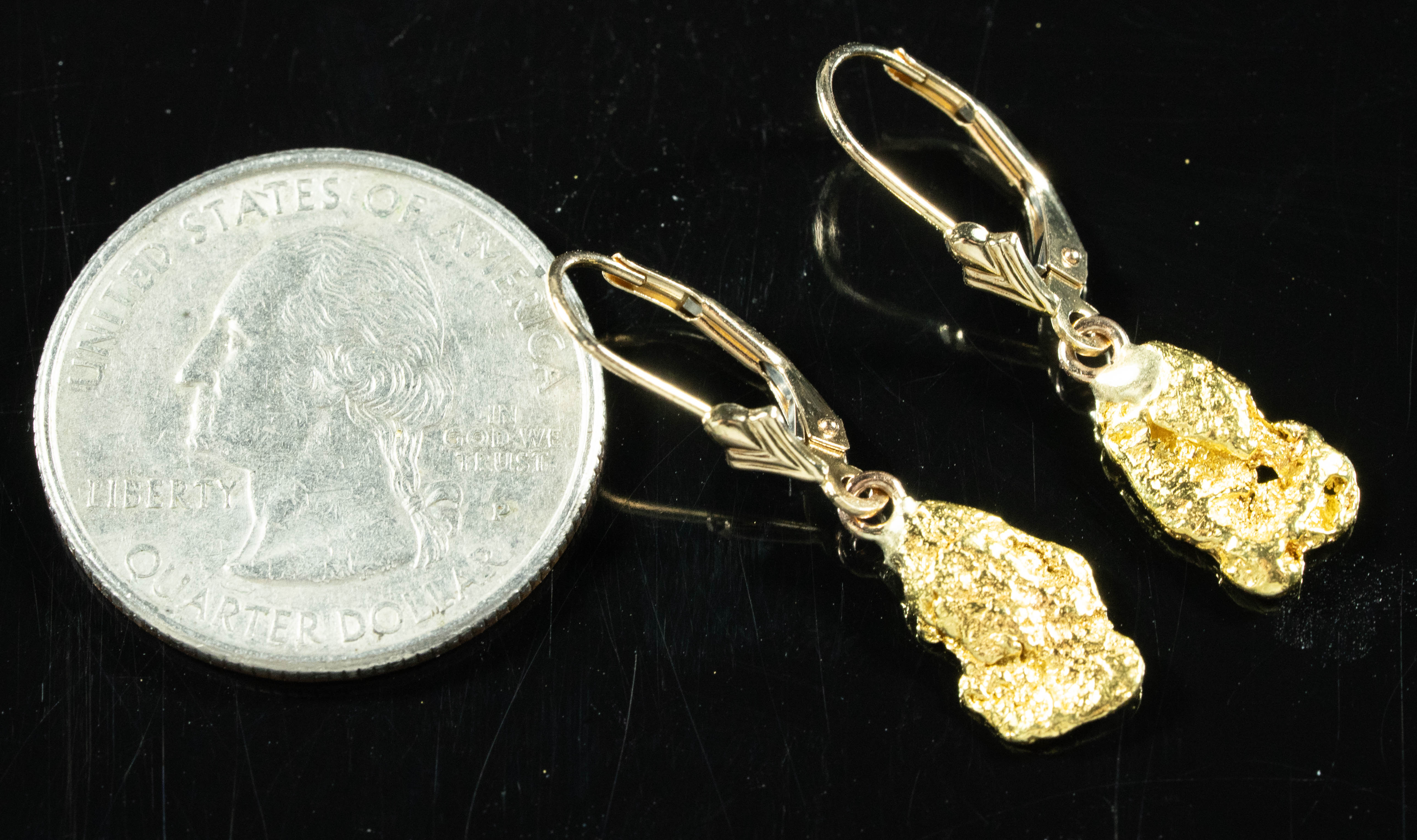 #613 Alaskan-Yukon BC Natural Gold Nugget Earrings 3.30 Grams