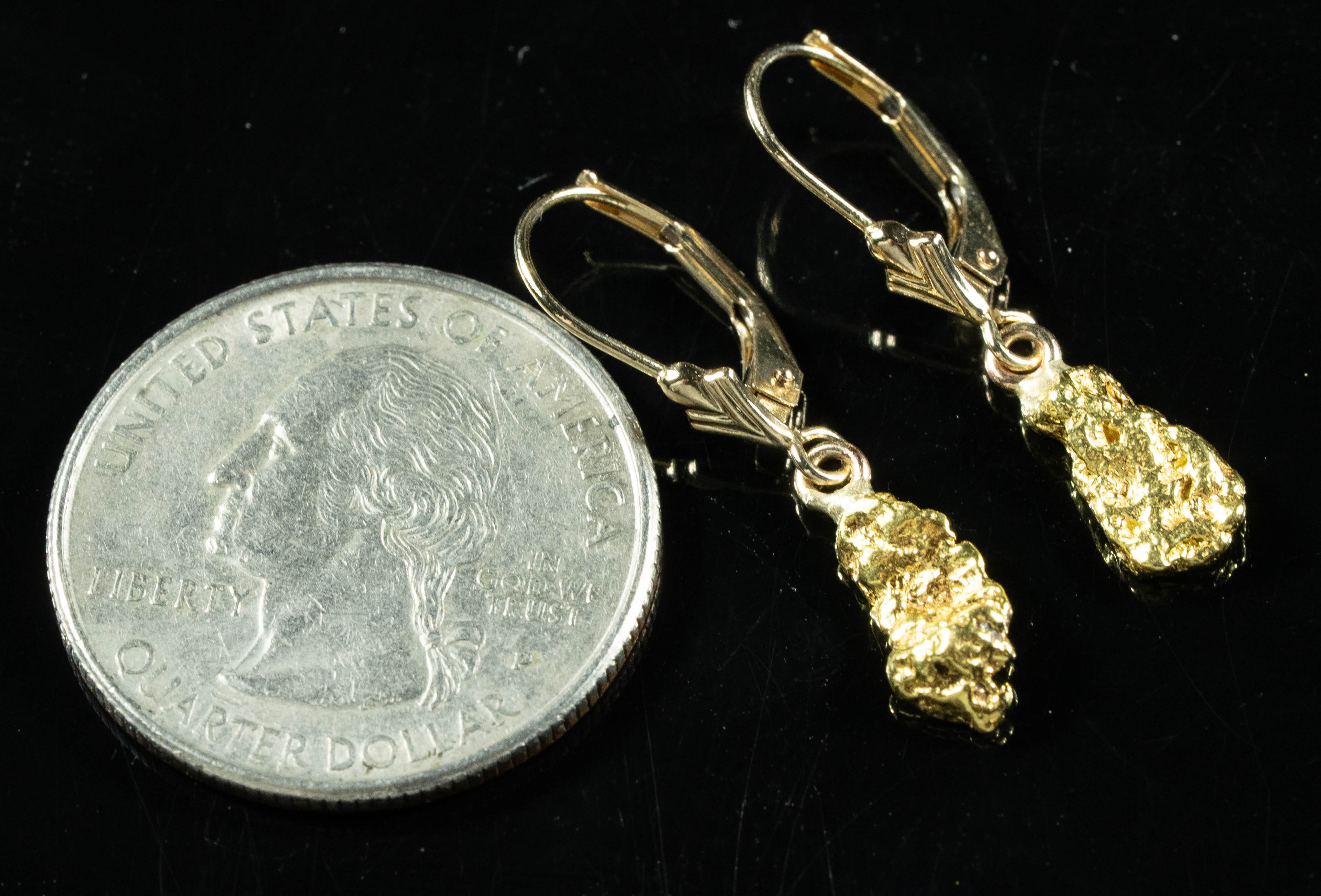 #621 Alaskan-Yukon BC Natural Gold Nugget Earrings 2.48 Grams