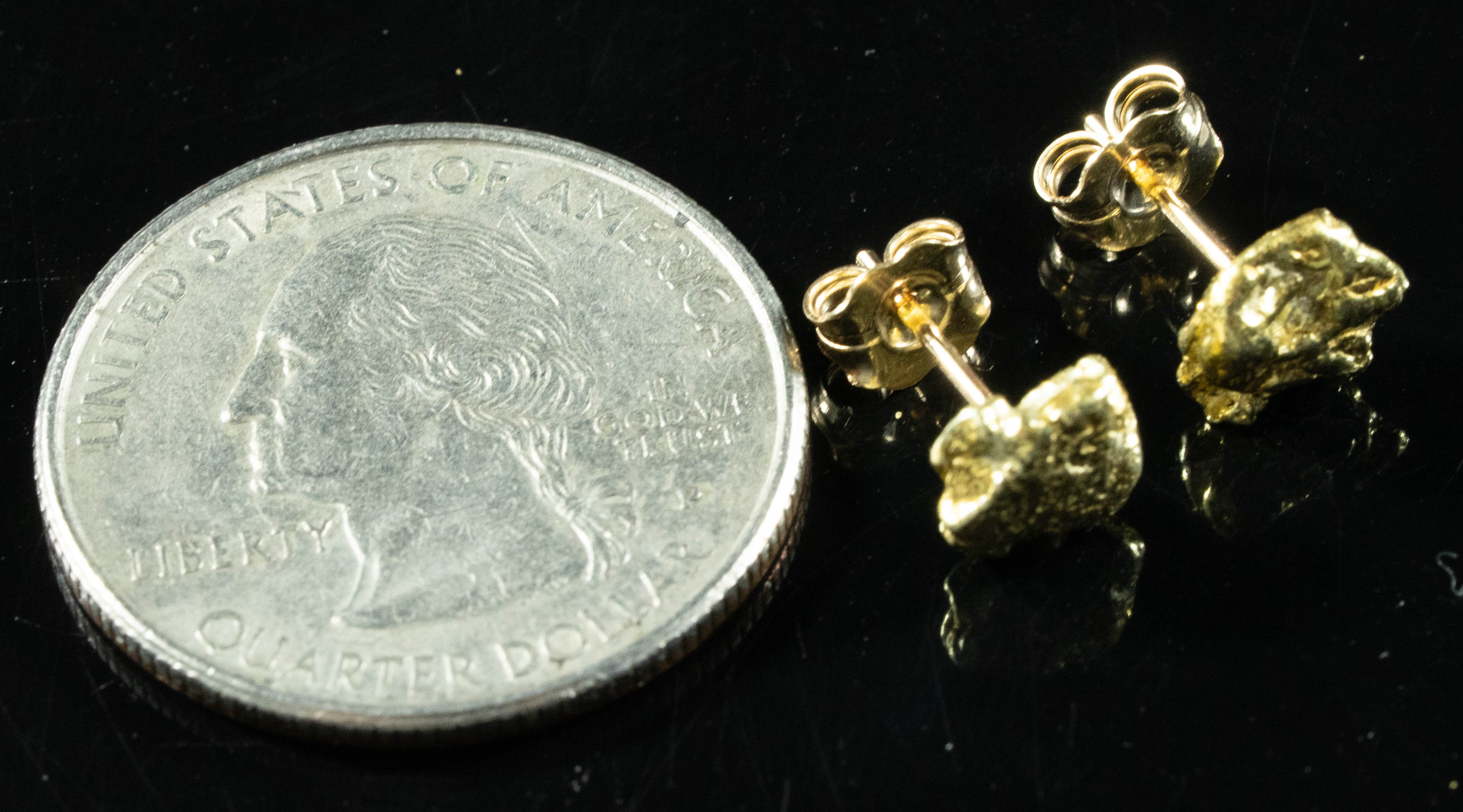 #624 Alaskan-Yukon BC Natural Gold Nugget Earrings 2.42 Grams