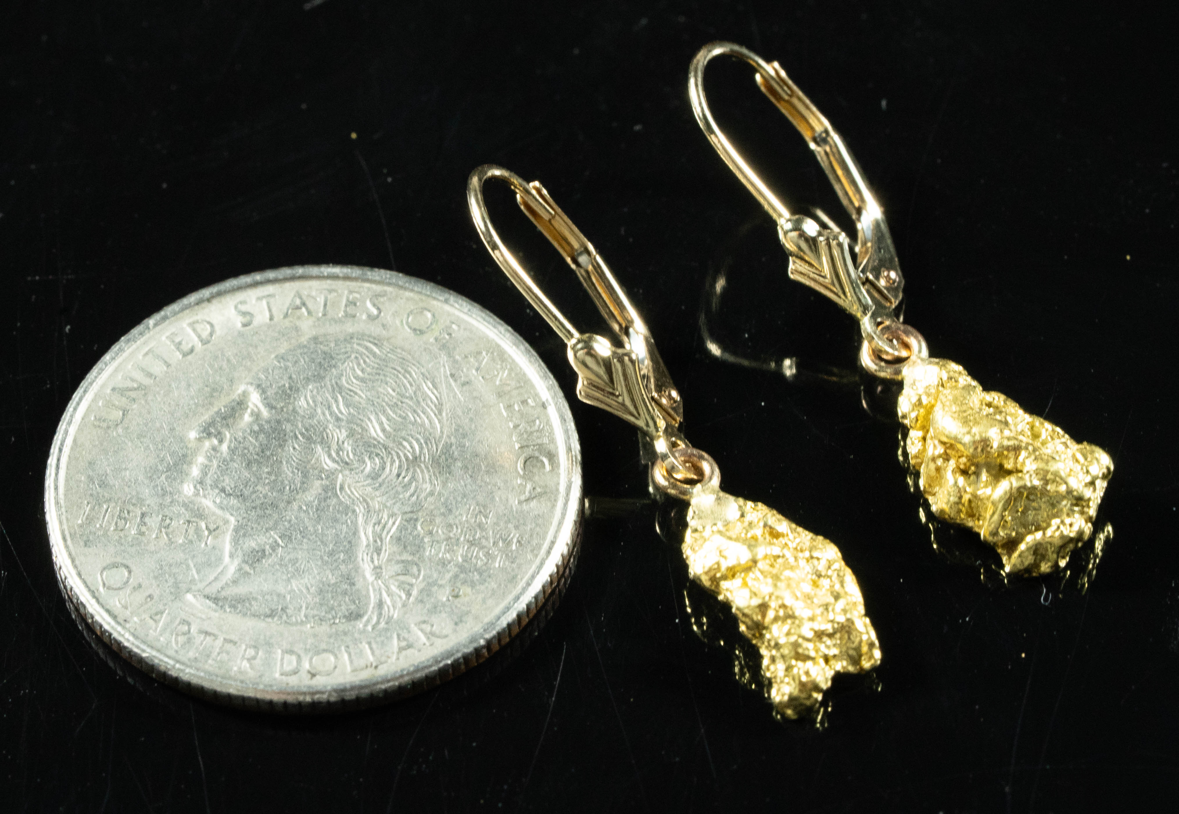 #626 Alaskan-Yukon BC Natural Gold Nugget Earrings 3.69 Grams