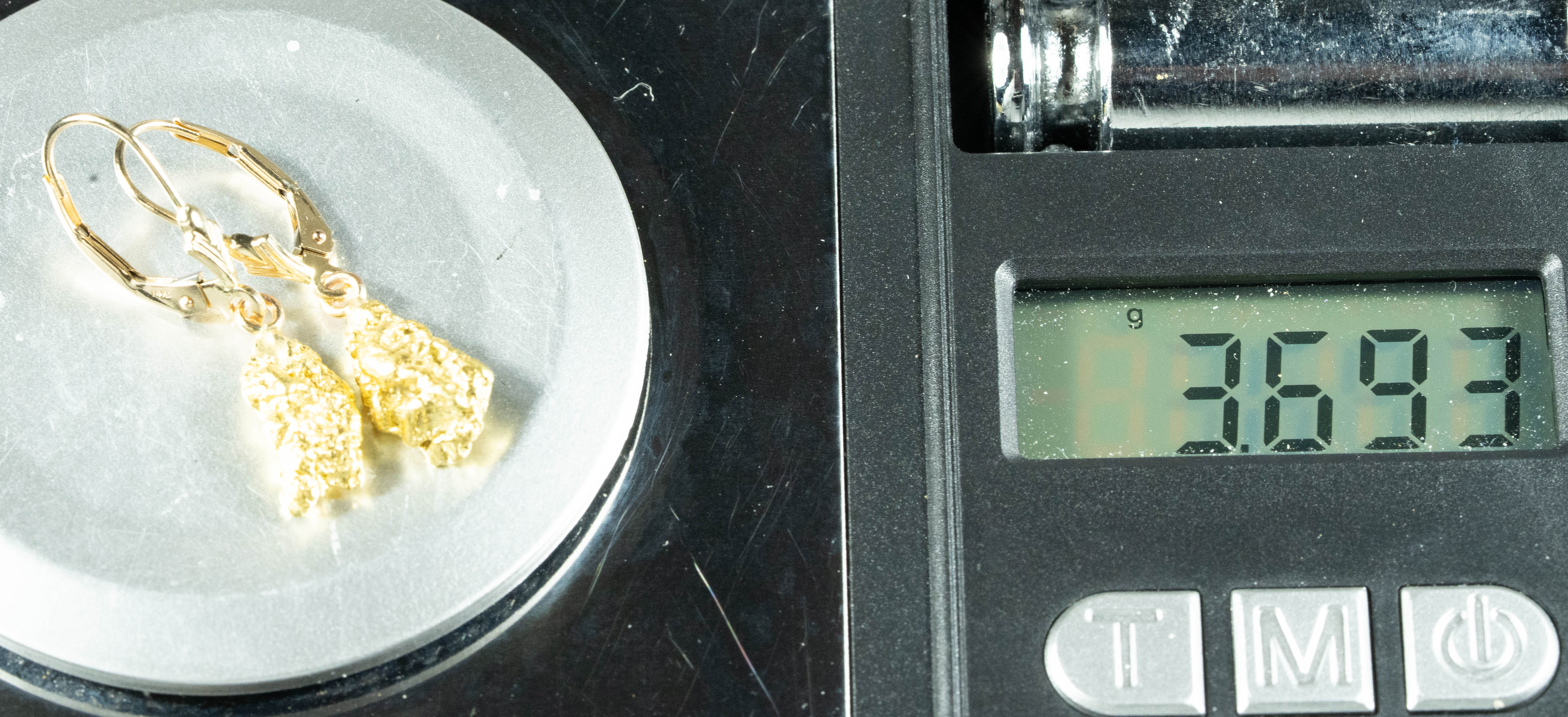 #626 Alaskan-Yukon BC Natural Gold Nugget Earrings 3.69 Grams
