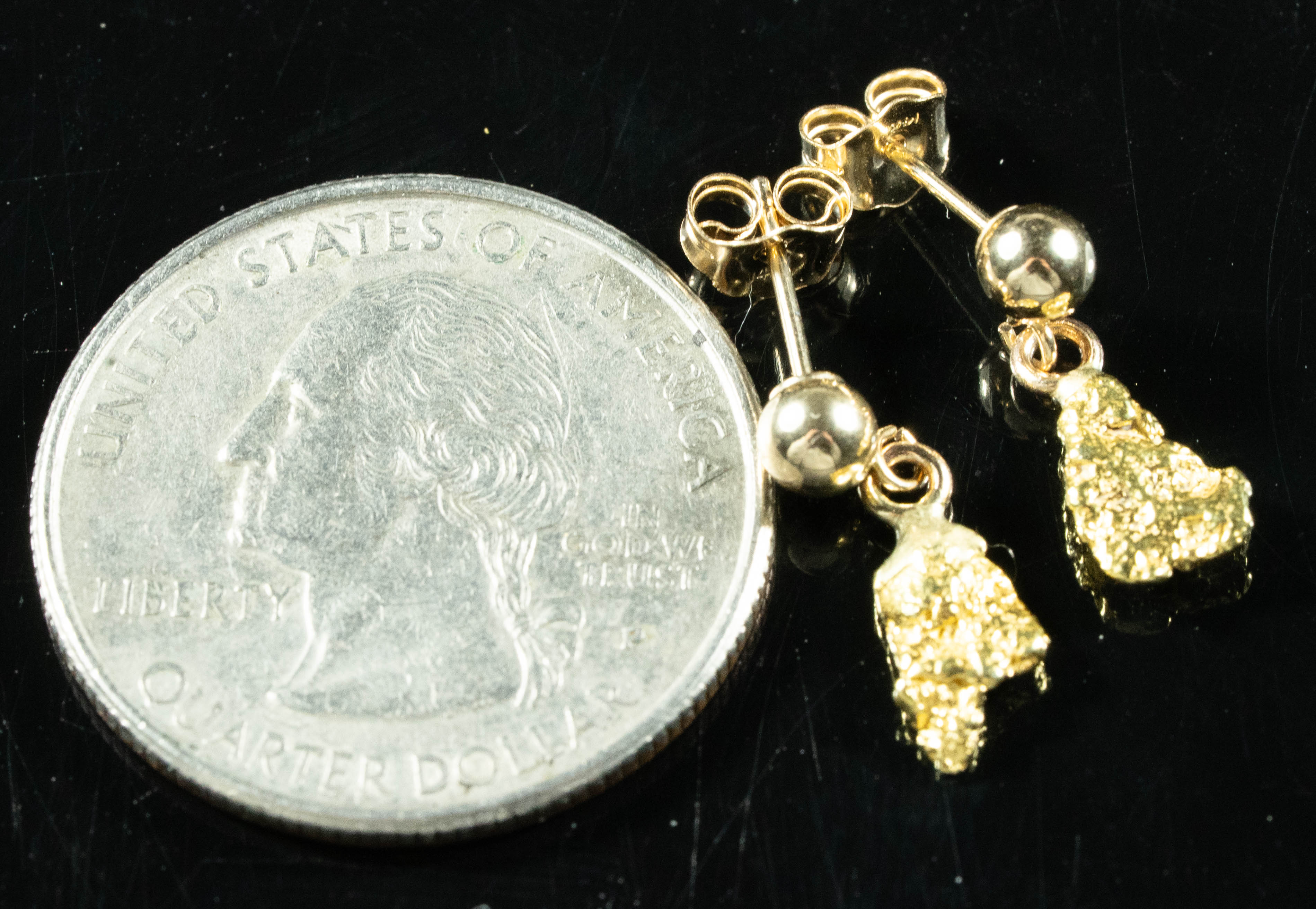 #627 Alaskan-Yukon BC Natural Gold Nugget Earrings 1.44 Grams