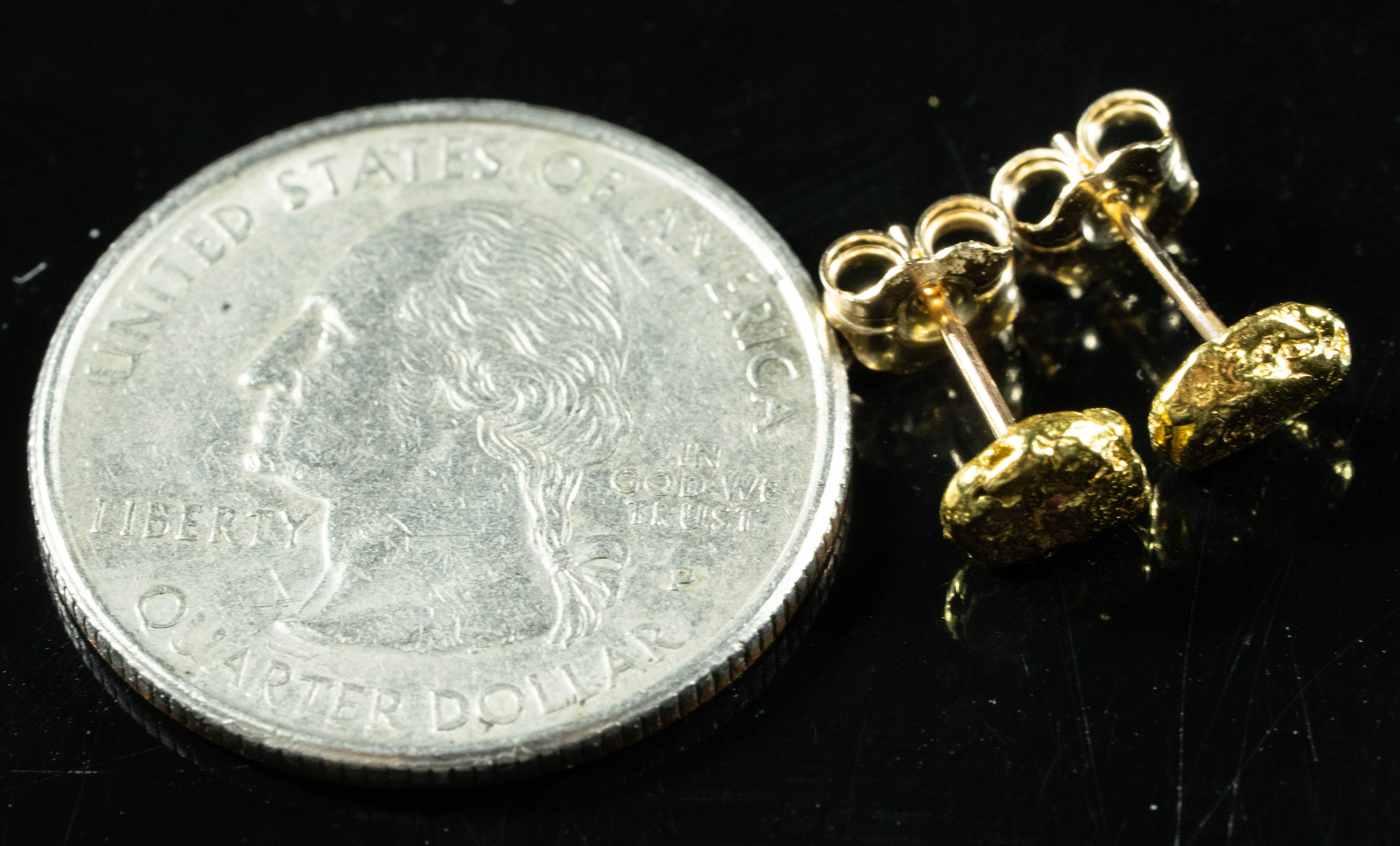 #628 Alaskan-Yukon BC Natural Gold Nugget Earrings 1.60 Grams