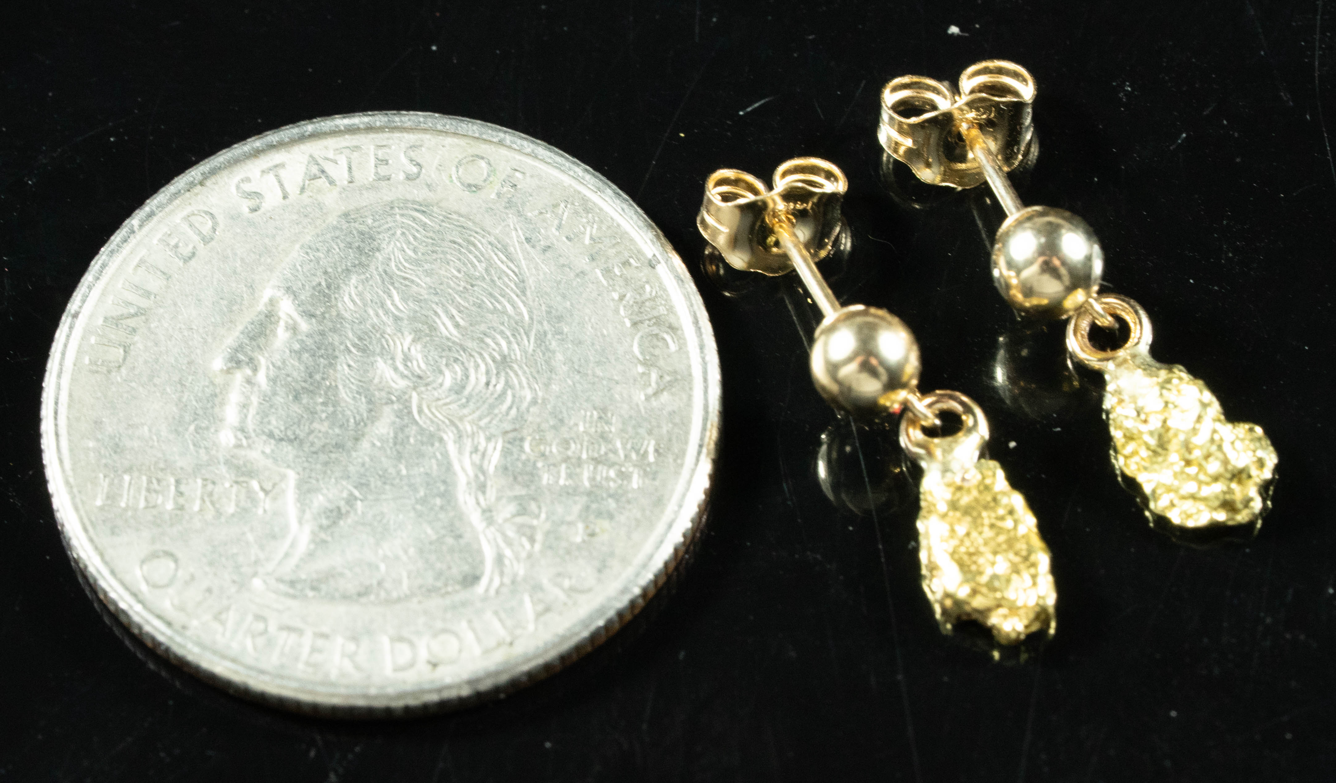 #630 Alaskan-Yukon BC Natural Gold Nugget Earrings 1.32 Grams