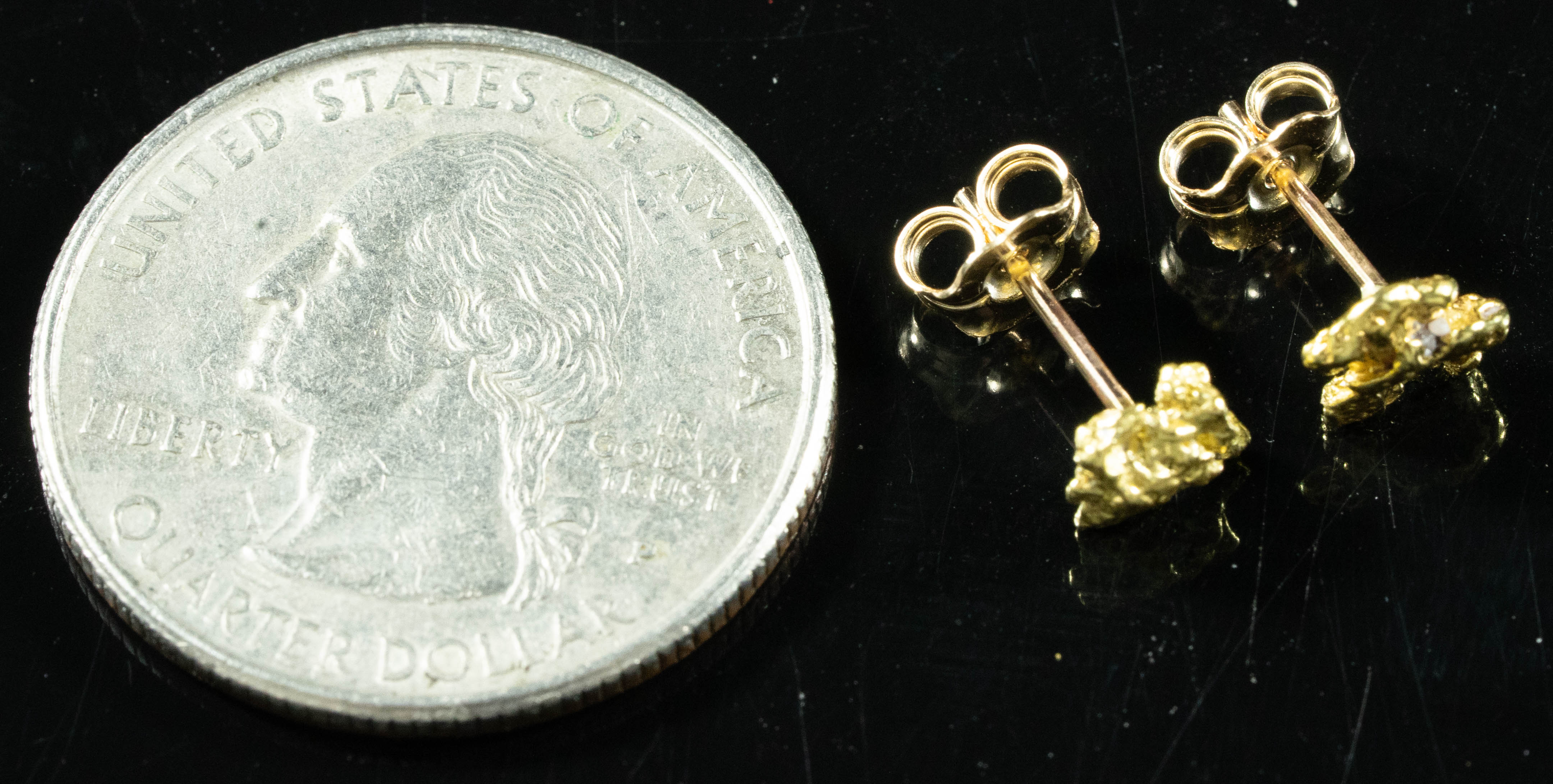 #631 Alaskan-Yukon BC Natural Gold Nugget Earrings 1.17 Grams