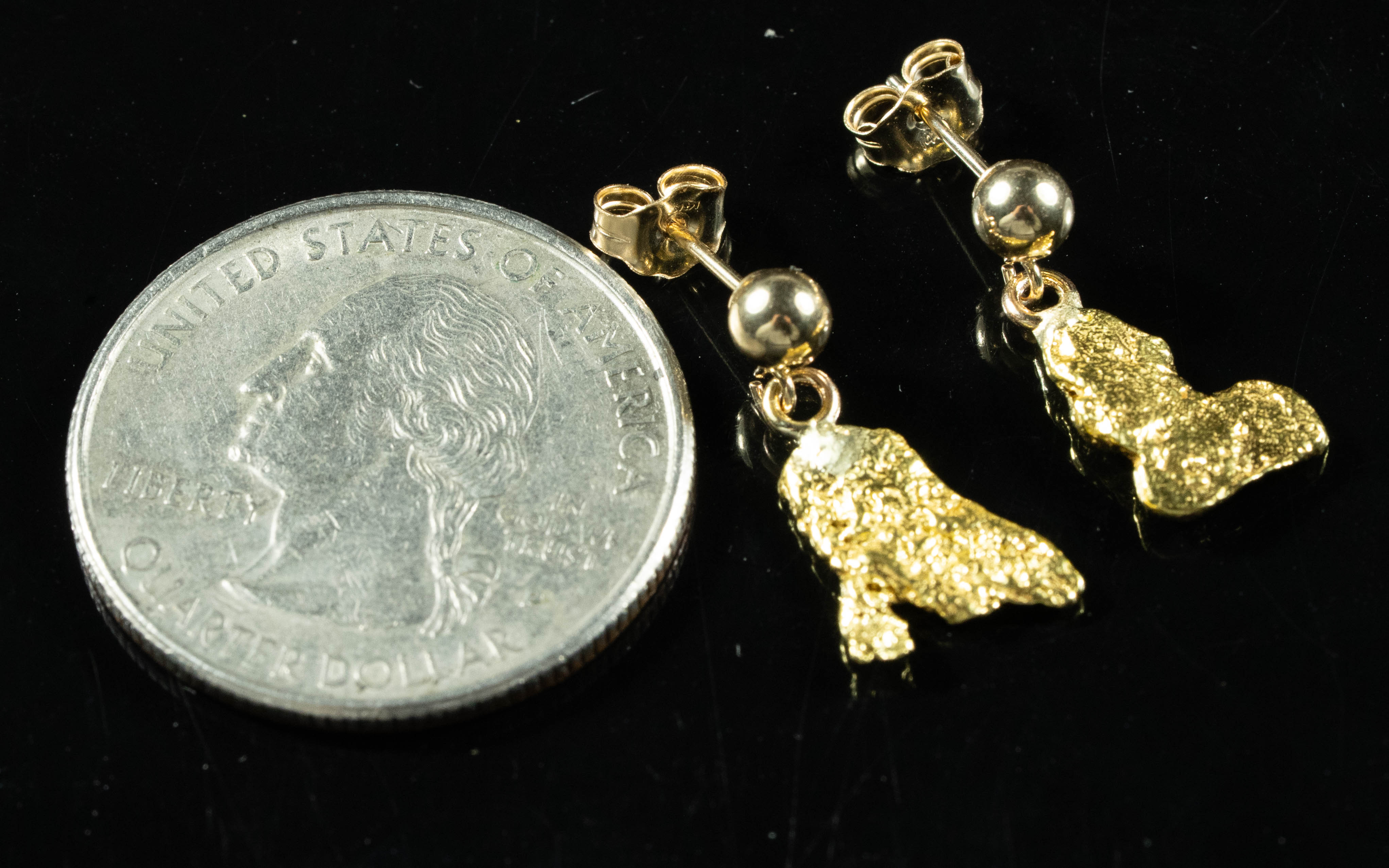 #635 Alaskan-Yukon BC Natural Gold Nugget Earrings 2.35 Grams