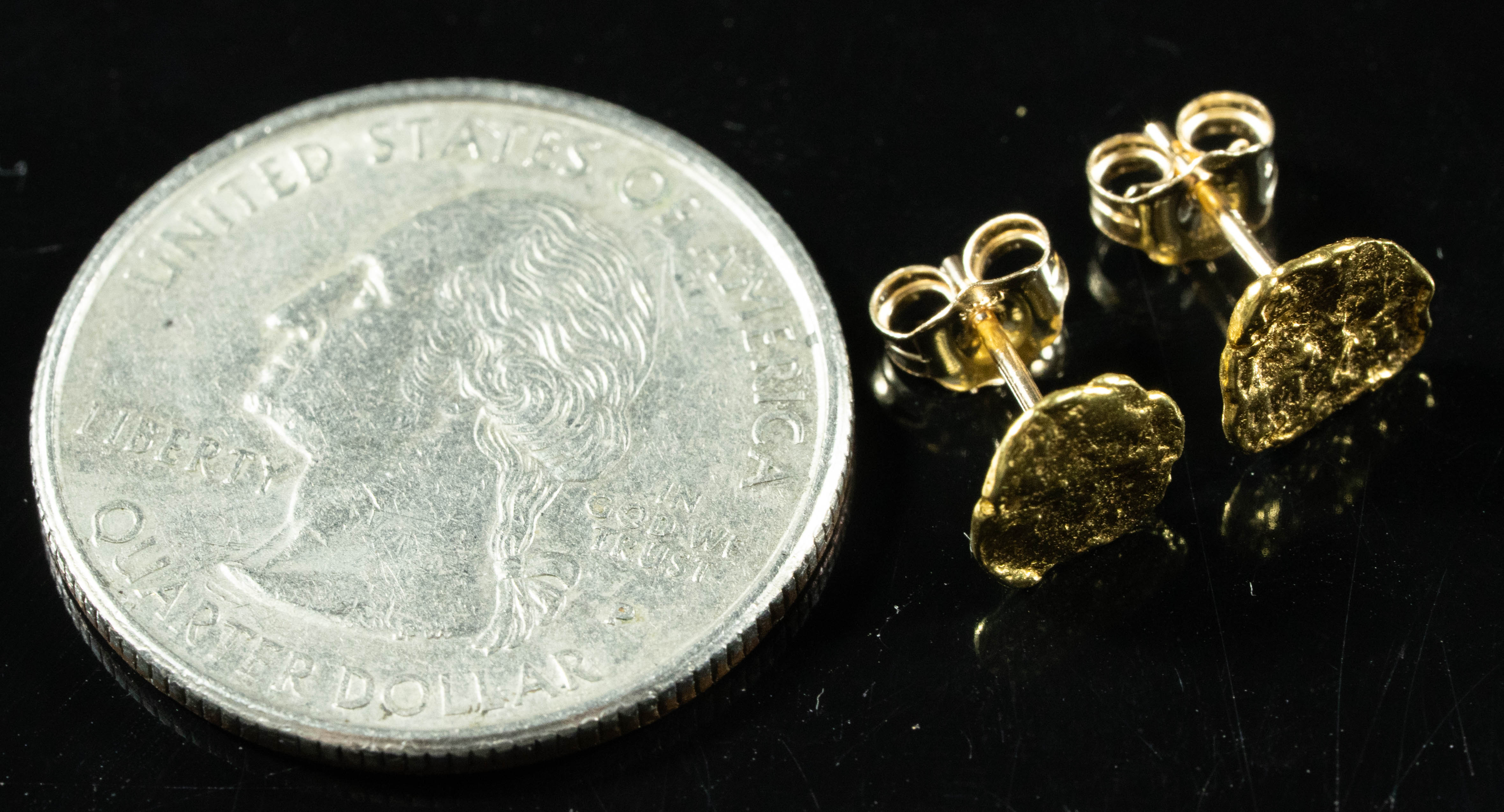 #636 Alaskan-Yukon BC Natural Gold Nugget Earrings 1.01 Grams