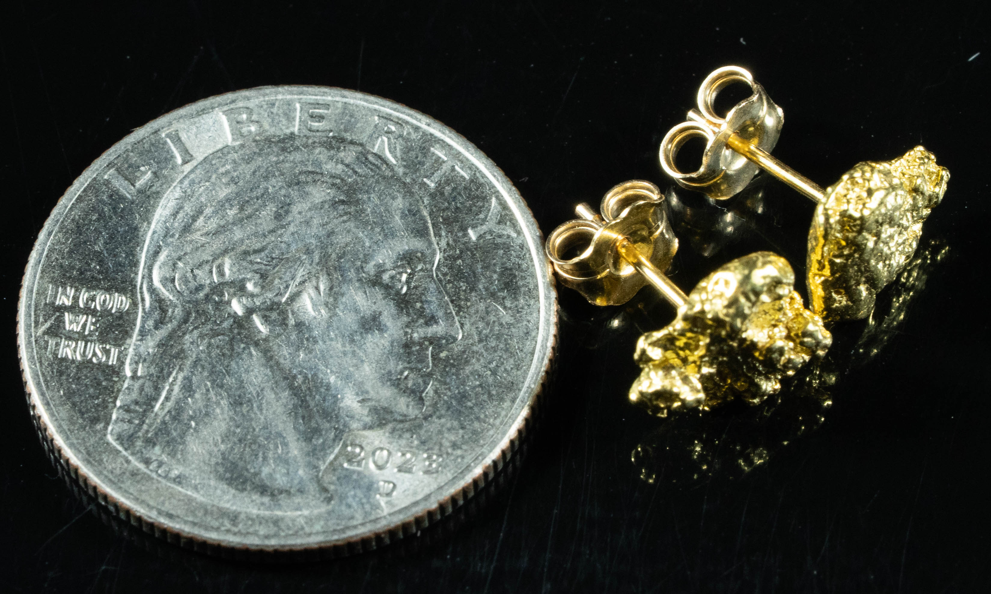 #634 Alaskan-Yukon BC Natural Gold Nugget Earrings 2.82 Grams