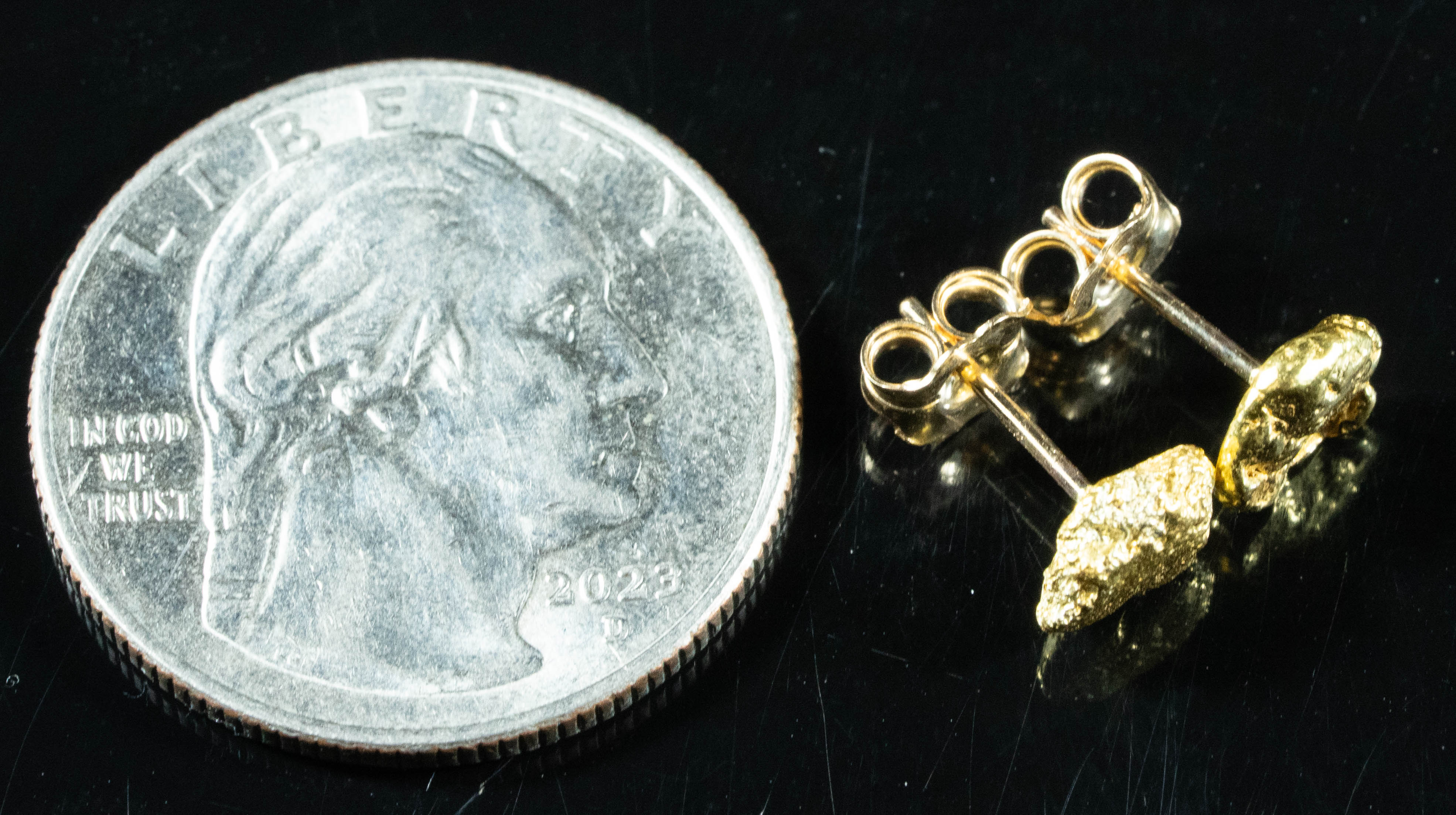 #638 Alaskan-Yukon BC Natural Gold Nugget Earrings 1.95 Grams