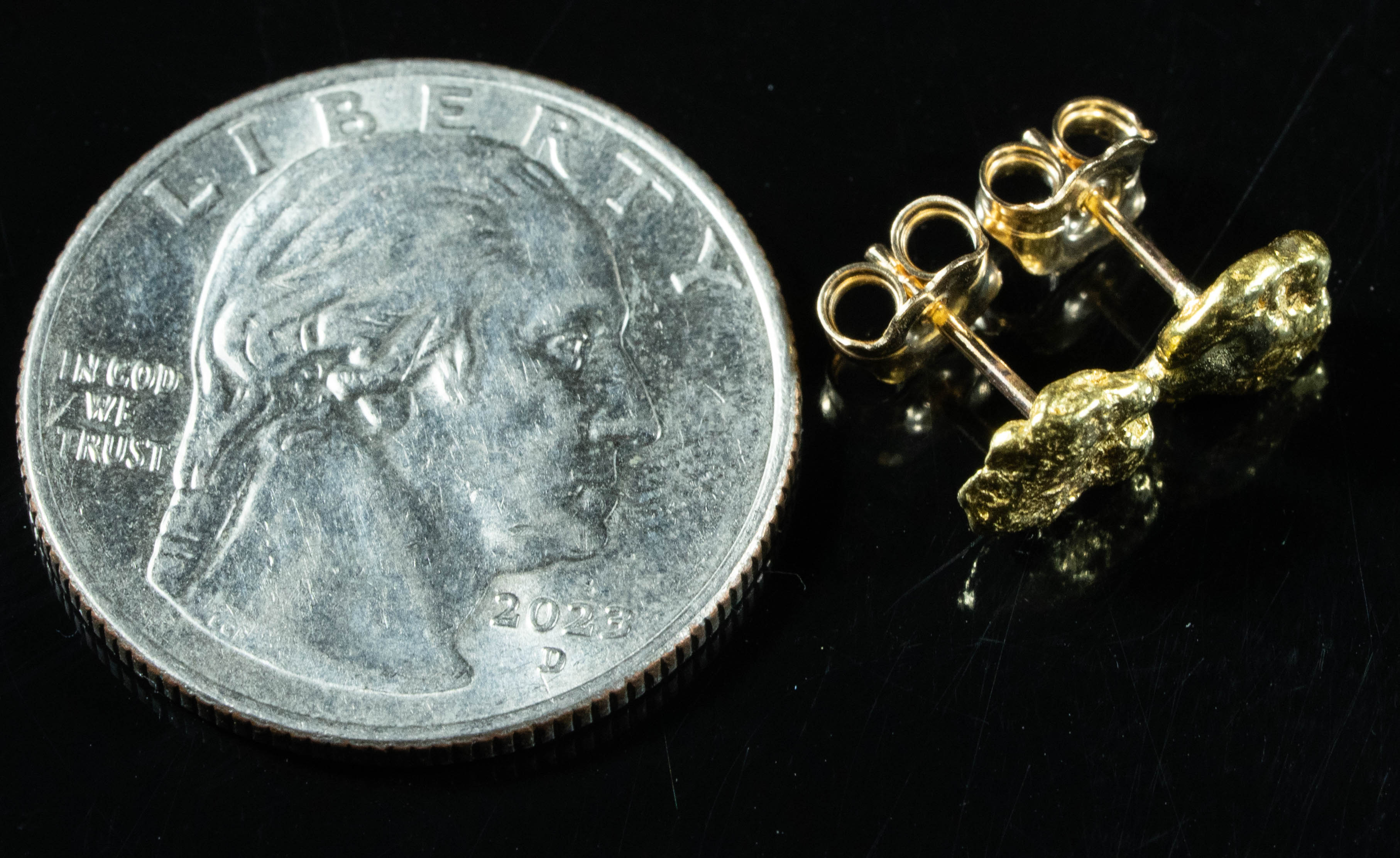 #645 Alaskan-Yukon BC Natural Gold Nugget Earrings 1.77 Grams