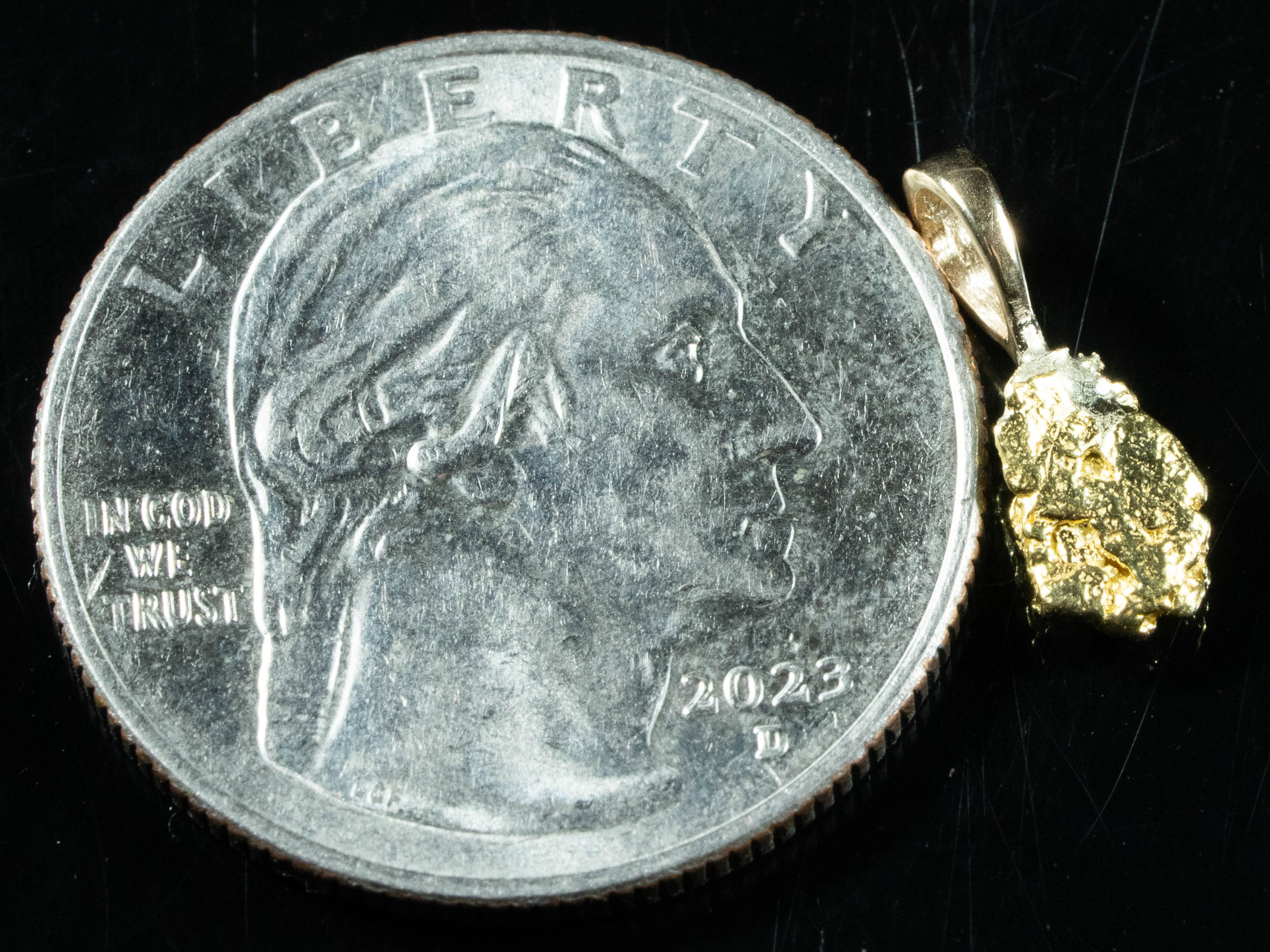 #671 Alaskan-Yukon BC Natural Gold Nugget Pendant .67 Grams Authentic