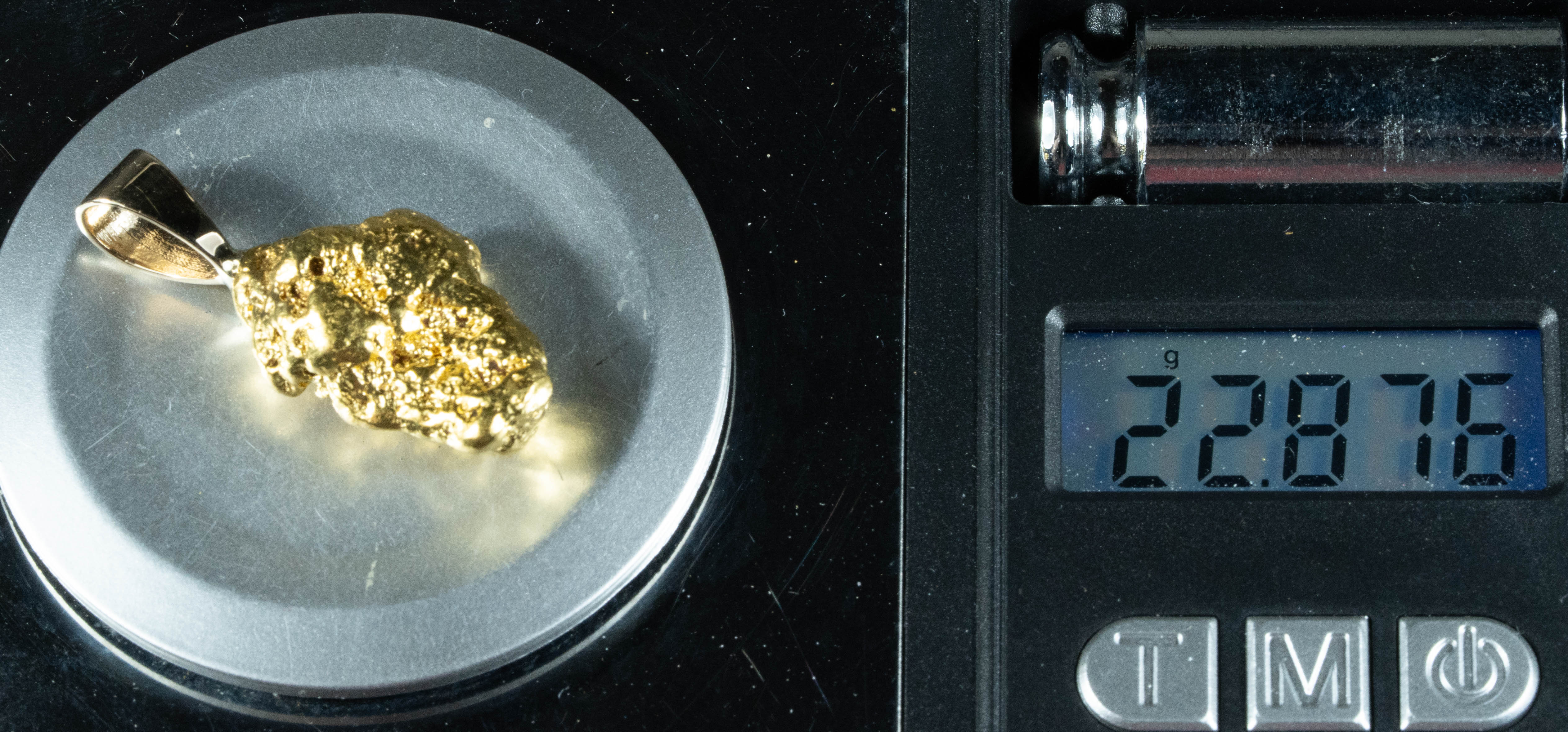 #581 Alaskan-Yukon BC Natural Gold Nugget Pendant 22.87 Grams Authentic