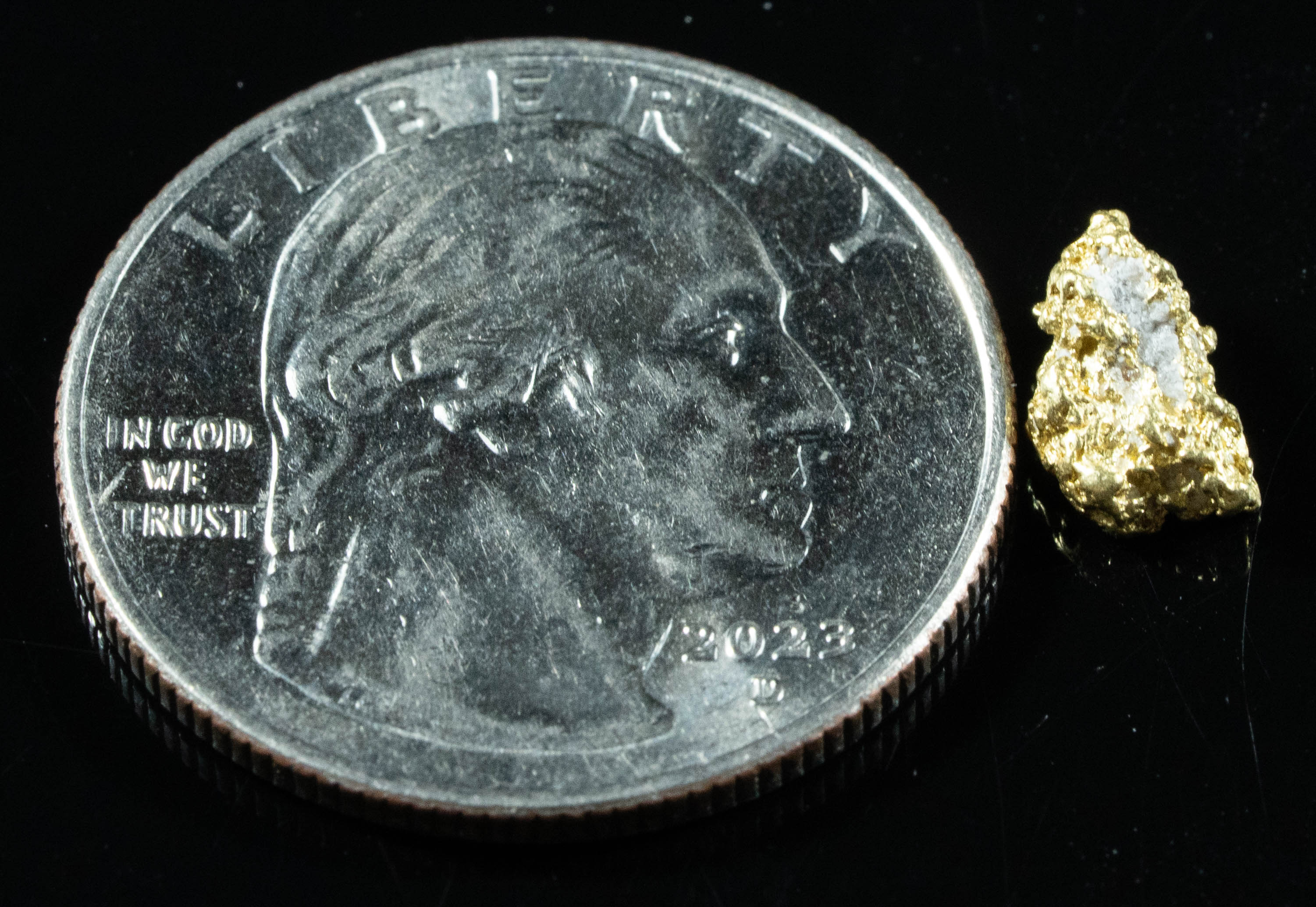 QN-20 "Alaskan BC Gold Nuggets with Quartz" Genuine .56 Grams