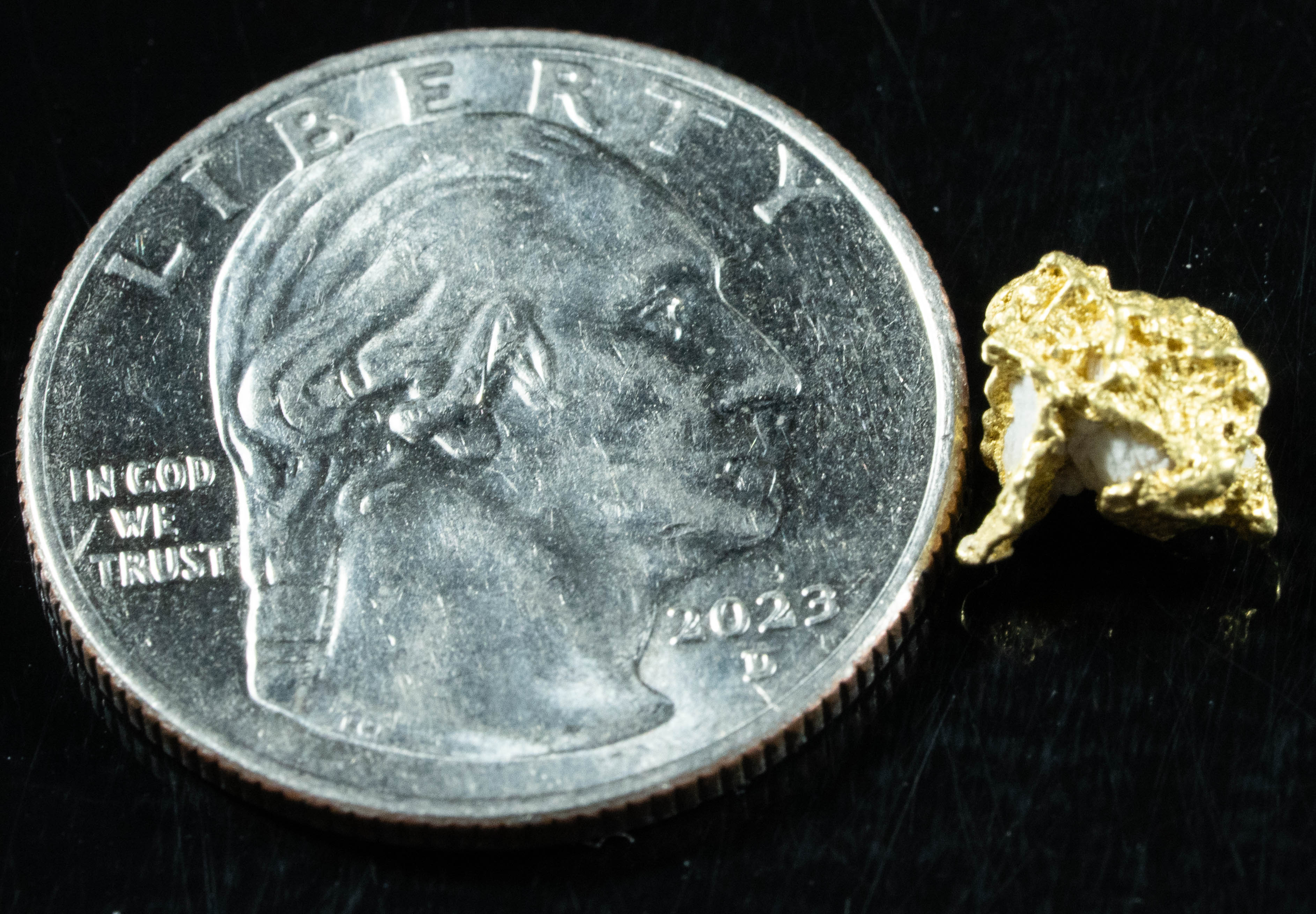 QN-36 "Alaskan BC Gold Nuggets with Quartz" Genuine 1.04 Grams