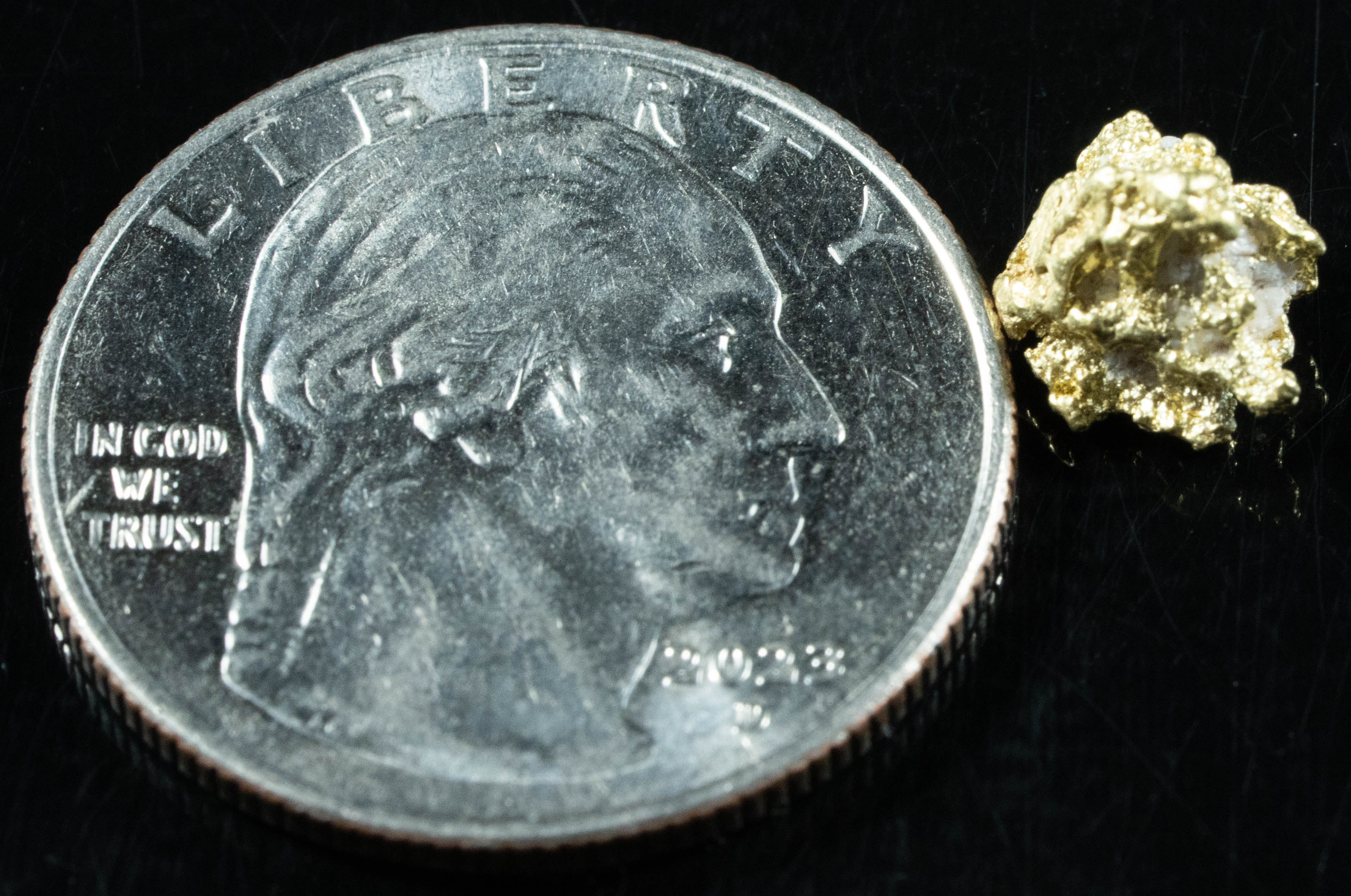 QN-37 "Alaskan BC Gold Nuggets with Quartz" Genuine .98 Grams