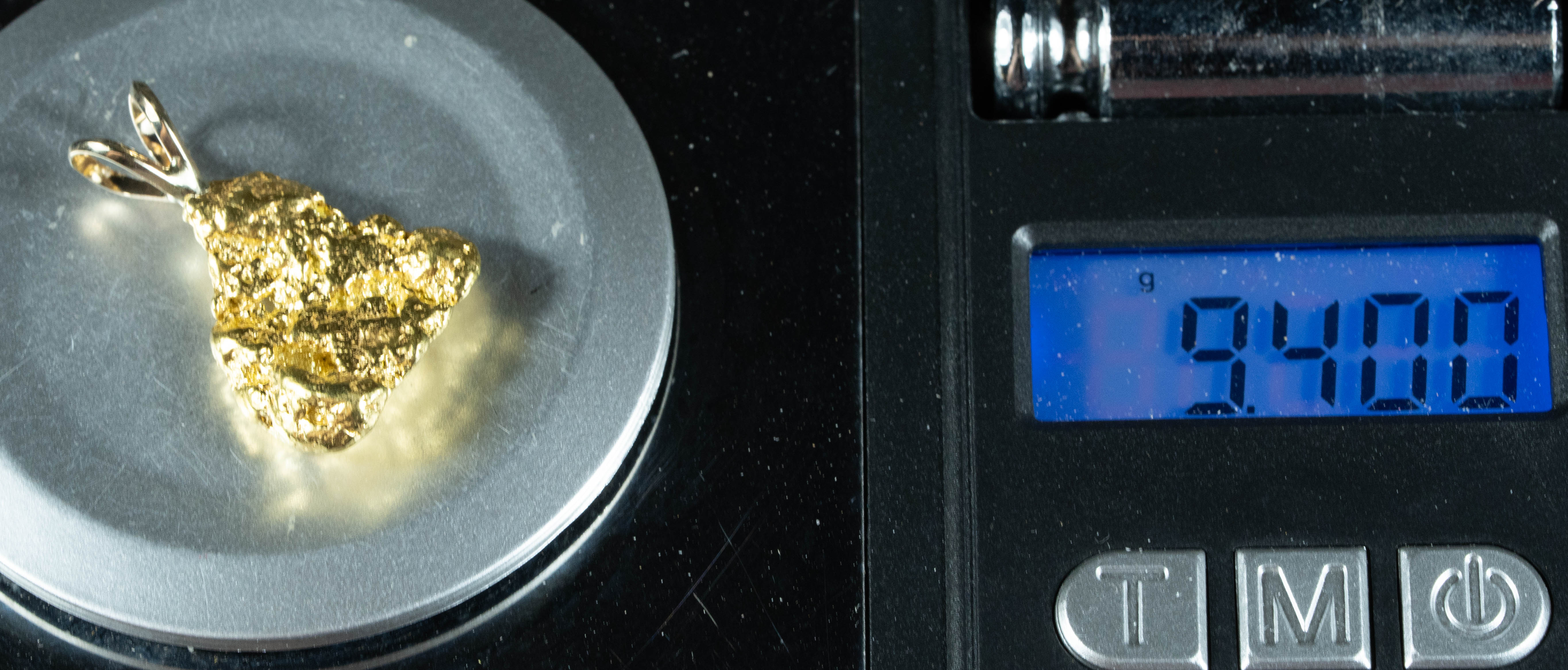 #668 Alaskan-Yukon BC Natural Gold Nugget Pendant 9.40 Grams Authentic