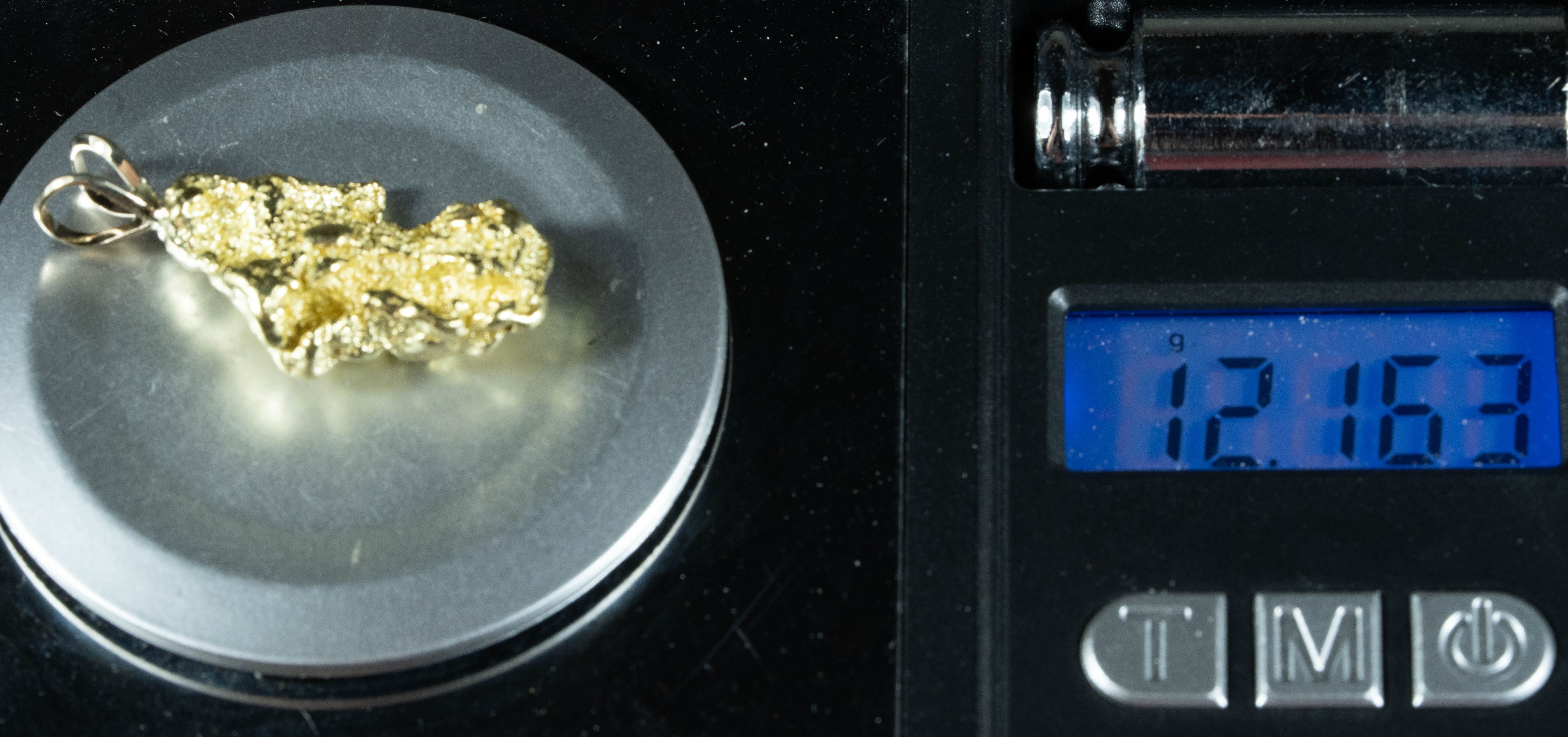 #671 Alaskan-Yukon BC Natural Gold Nugget Pendant 12.16 Grams Authentic