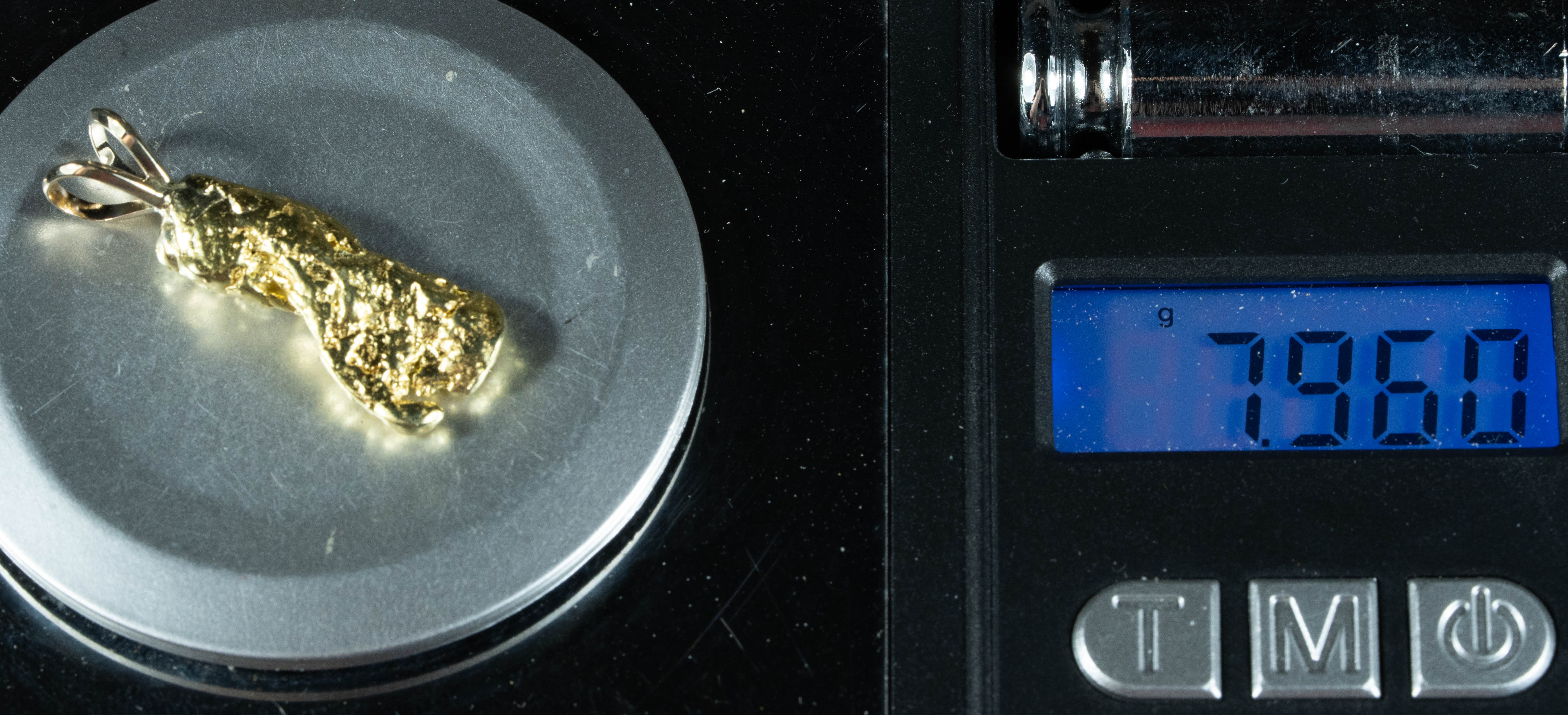 #672 Alaskan-Yukon BC Natural Gold Nugget Pendant 7.96 Grams Authentic