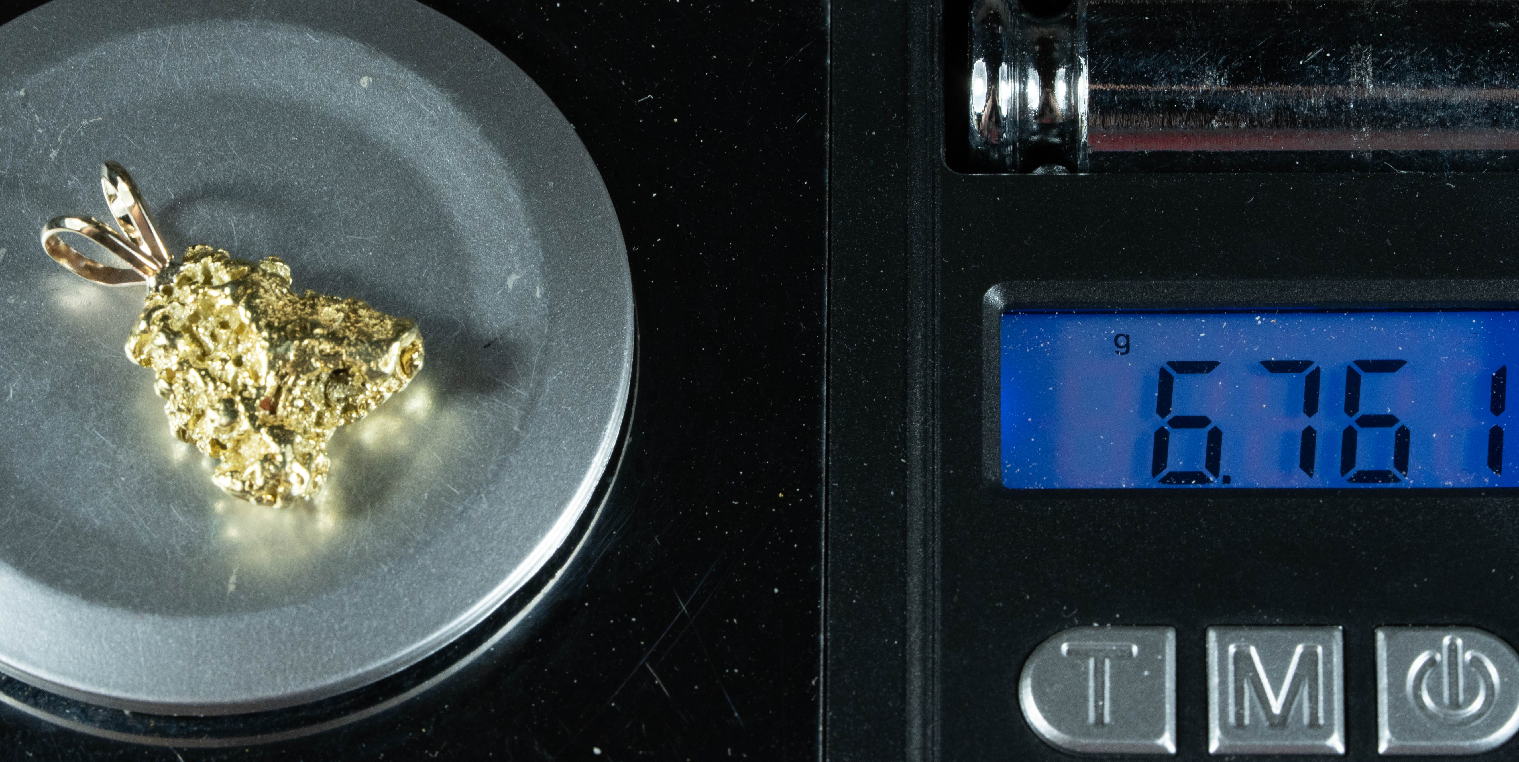 #674 Alaskan-Yukon BC Natural Gold Nugget Pendant 6.76 Grams Authentic