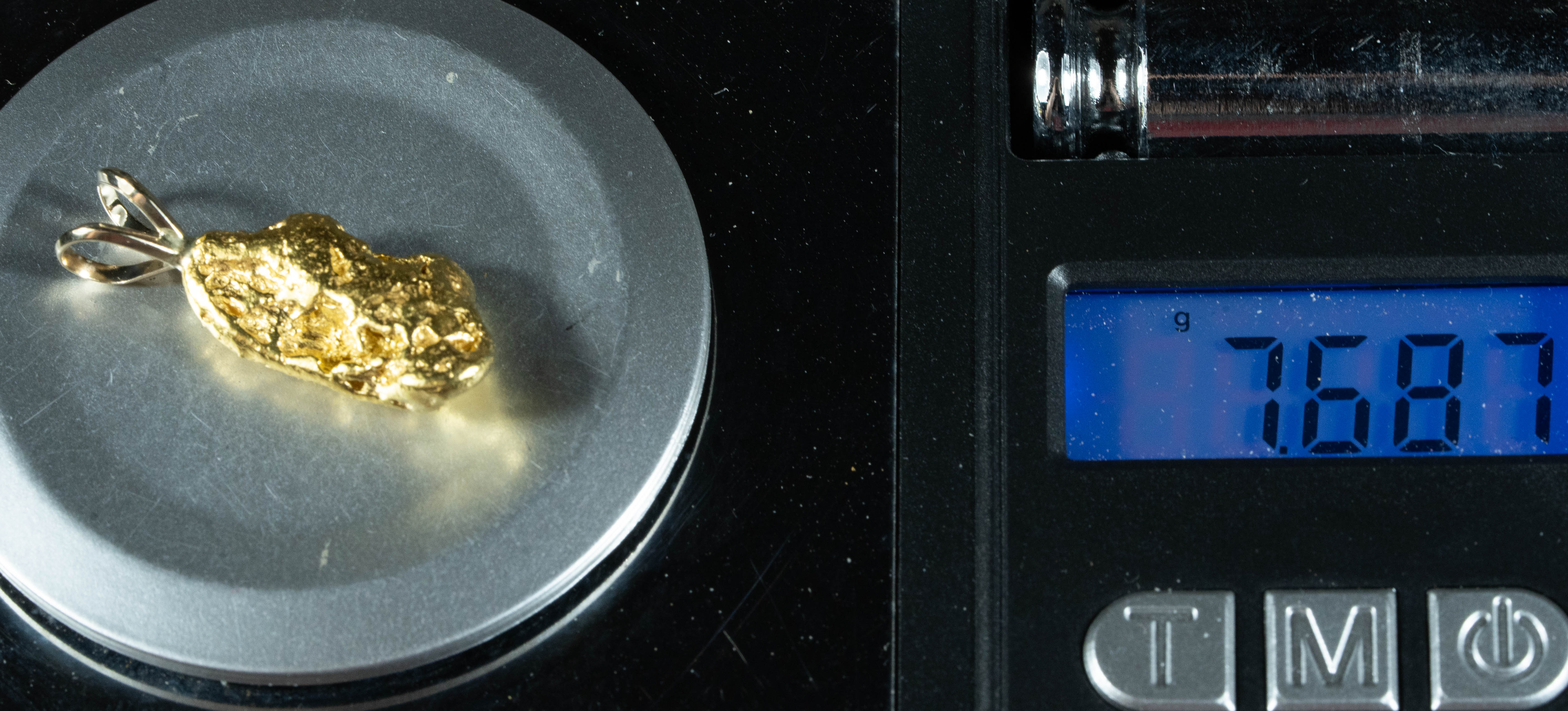 #675 Alaskan-Yukon BC Natural Gold Nugget Pendant 7.68 Grams Authentic