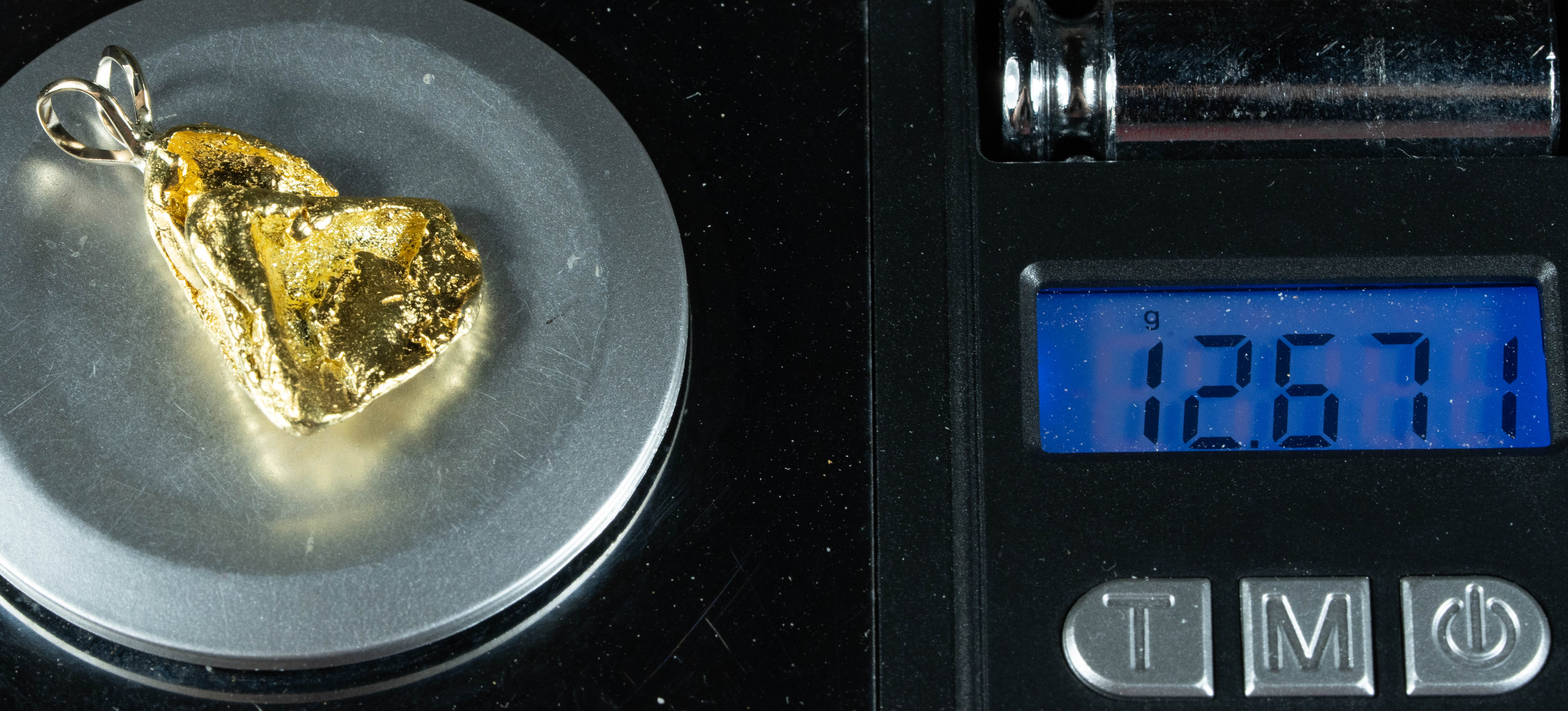 #676 Alaskan-Yukon BC Natural Gold Nugget Pendant 12.67 Grams Authentic
