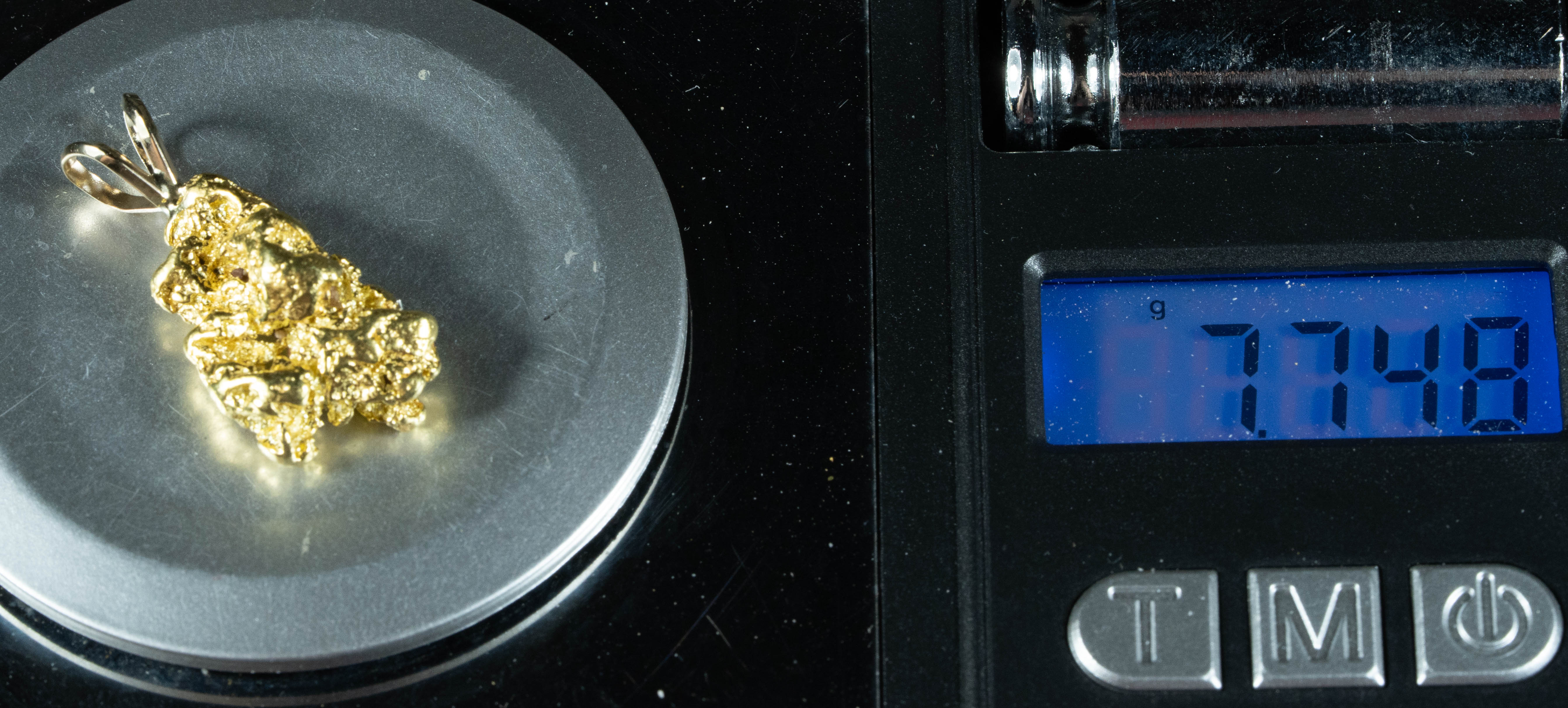 #678 Alaskan-Yukon BC Natural Gold Nugget Pendant 7.74 Grams Authentic