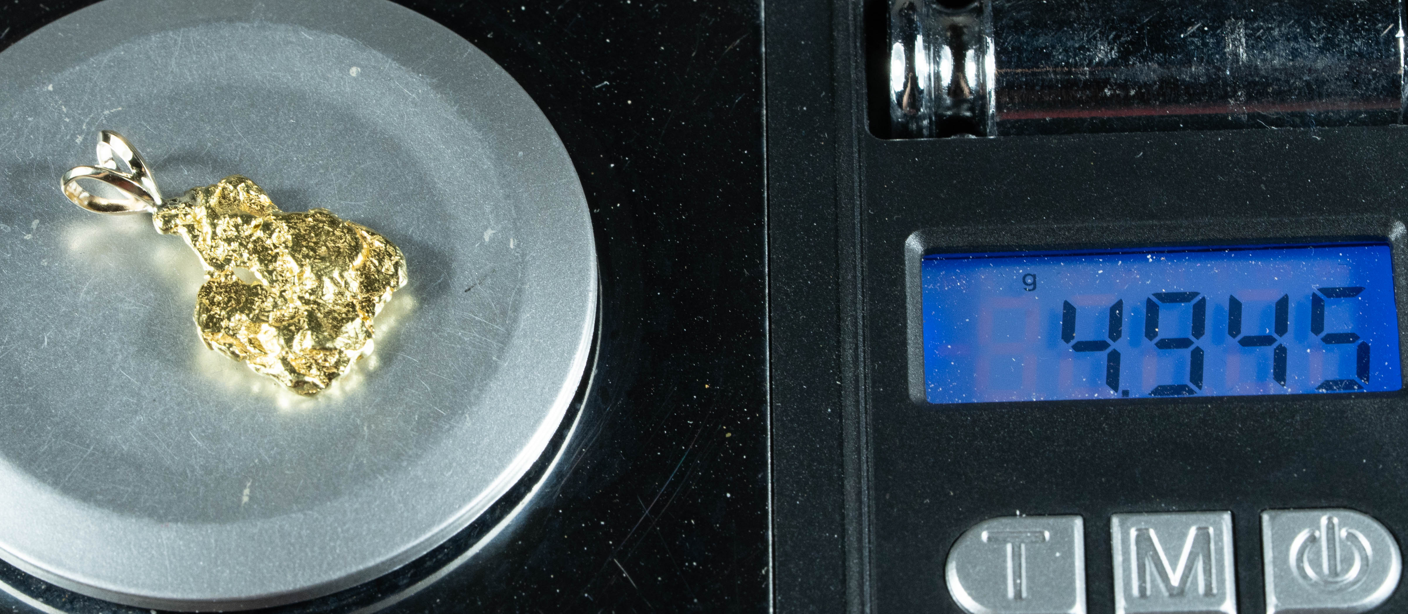 #696 Alaskan-Yukon BC Natural Gold Nugget Pendant 4.94 Grams Authentic