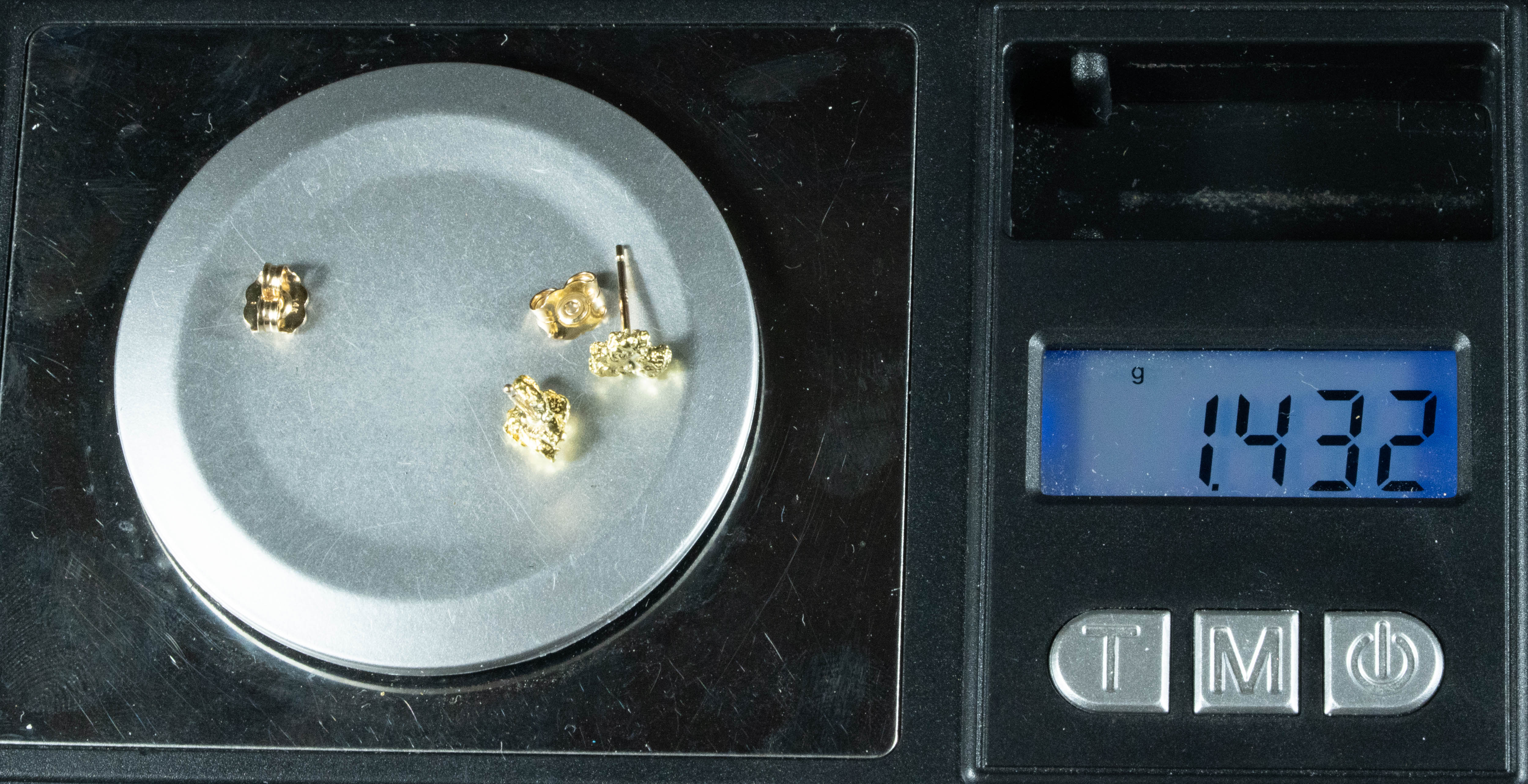 #593 Alaskan-Yukon BC Natural Gold Nugget Earrings 1.79 Grams