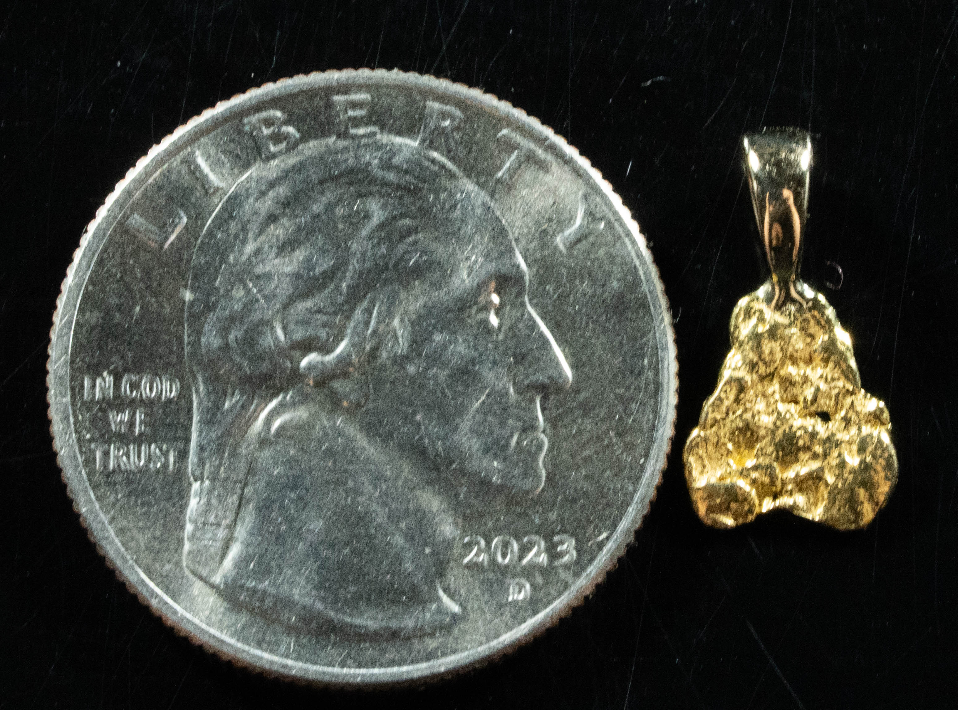 #671 Alaskan-Yukon BC Natural Gold Nugget Pendant .99 Grams Authentic