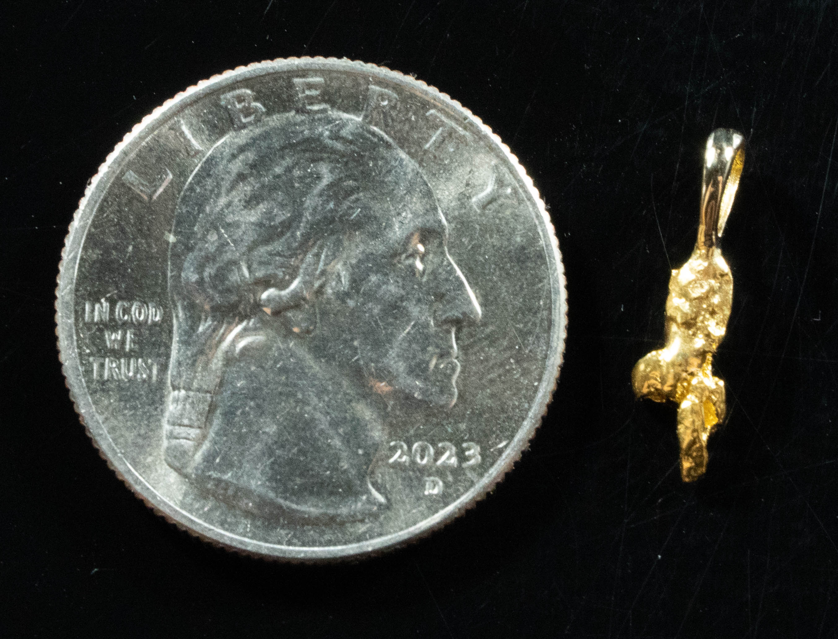 #676 Alaskan-Yukon BC Natural Gold Nugget Pendant 1.55 Grams Authentic