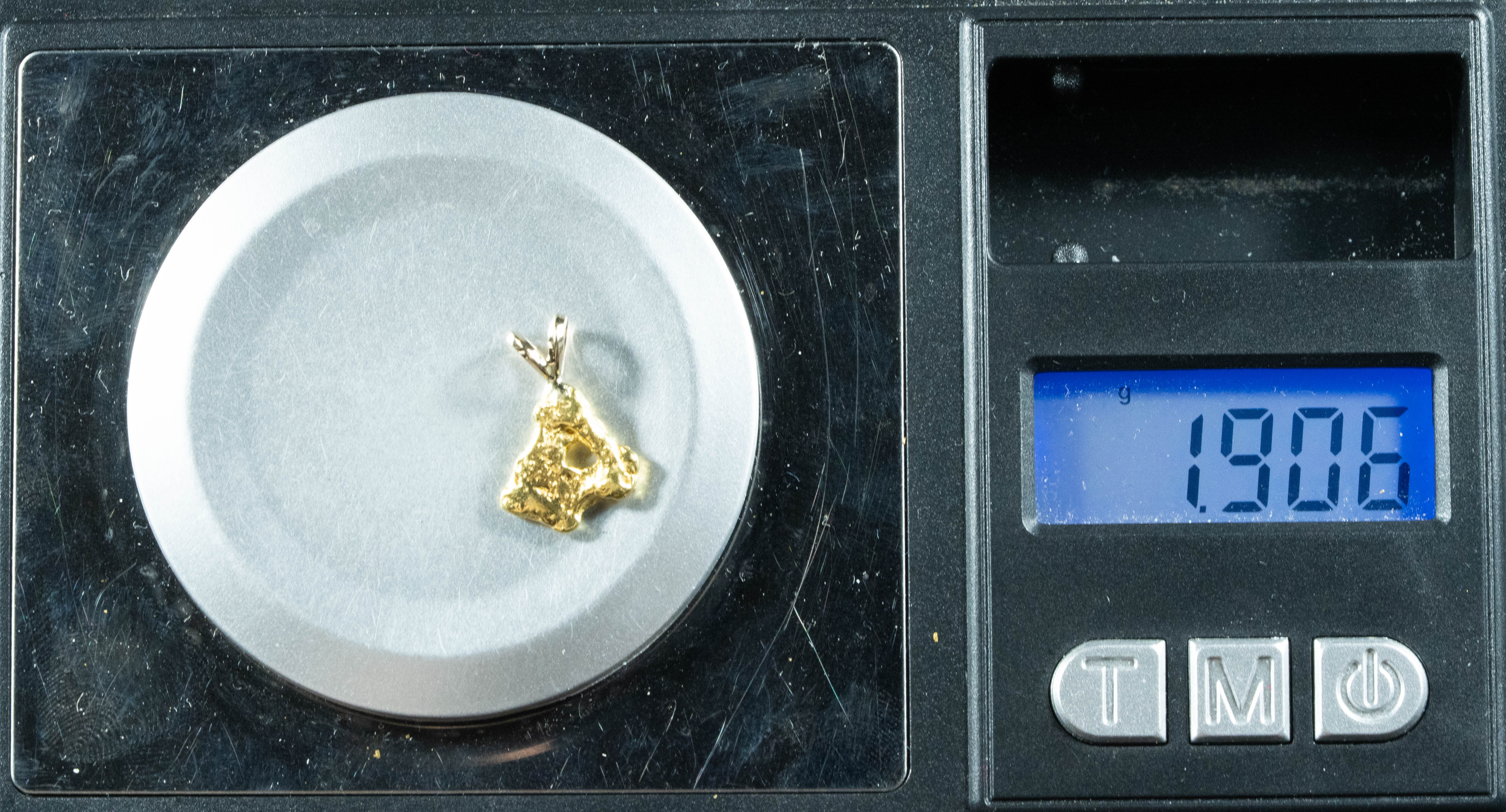 #664 Alaskan-Yukon BC Natural Gold Nugget Pendant 1.90 Grams Authentic