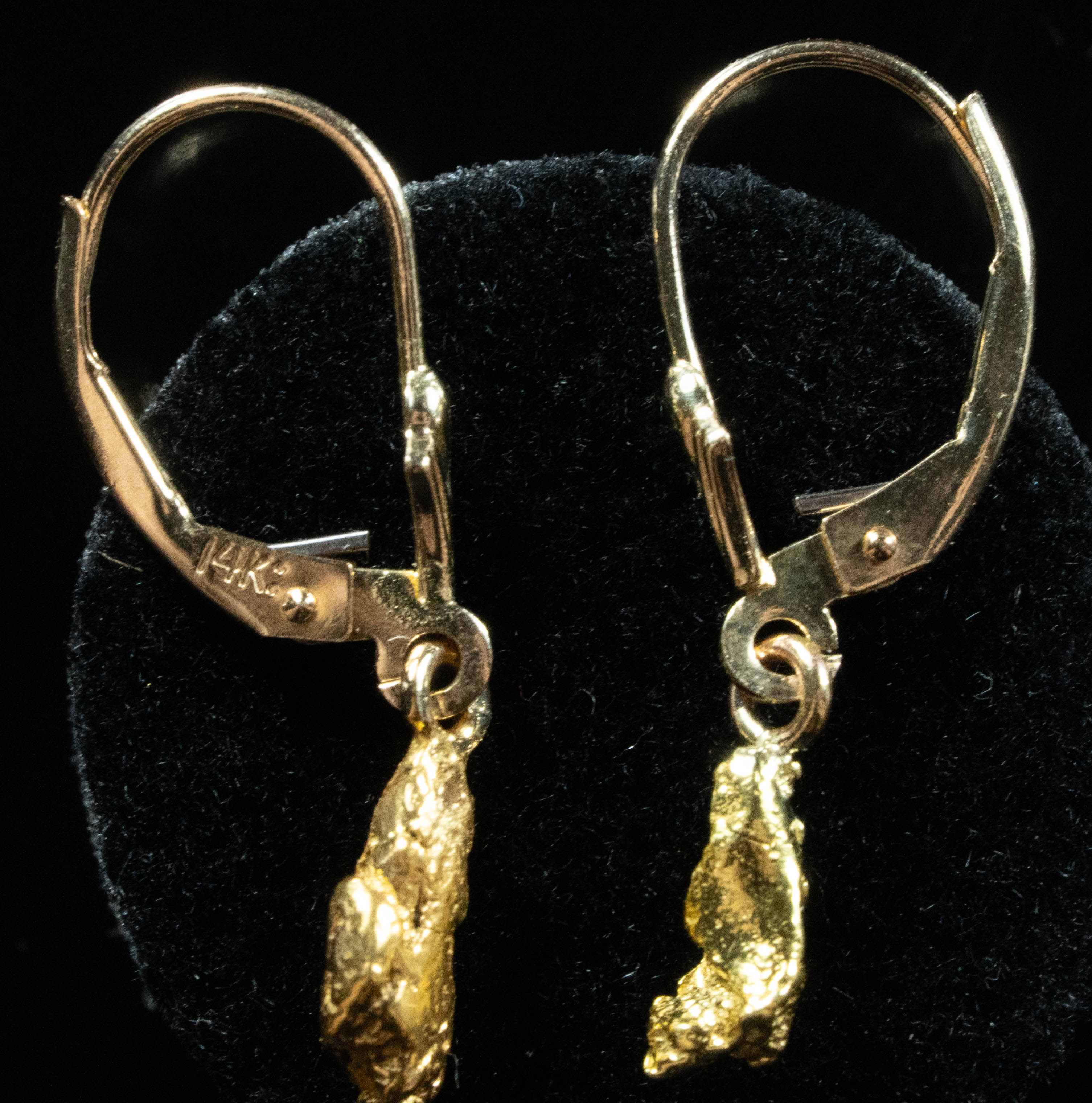 #688 Alaskan-Yukon BC Natural Gold Nugget Earrings 1.77 Grams