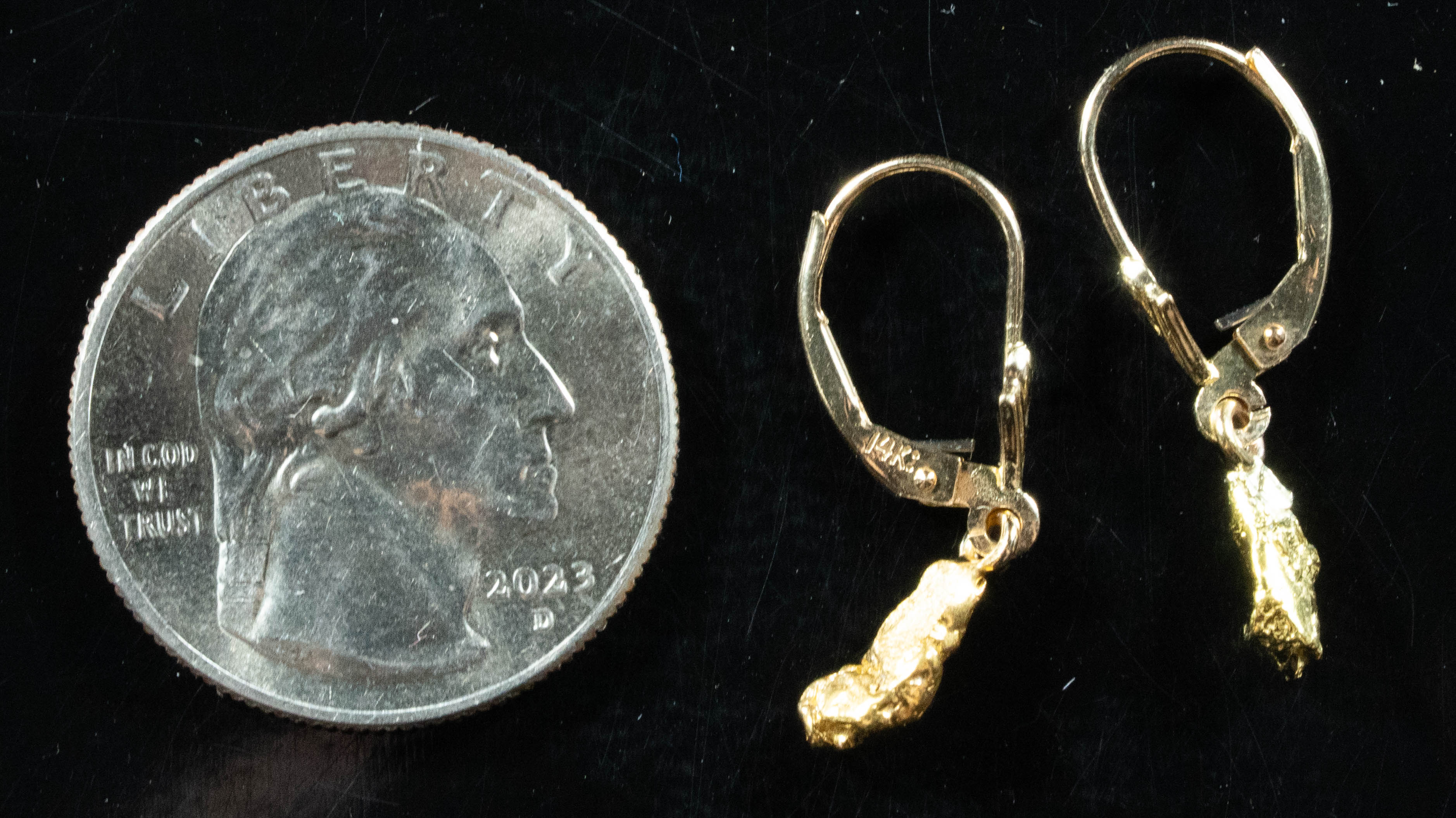 #688 Alaskan-Yukon BC Natural Gold Nugget Earrings 1.77 Grams