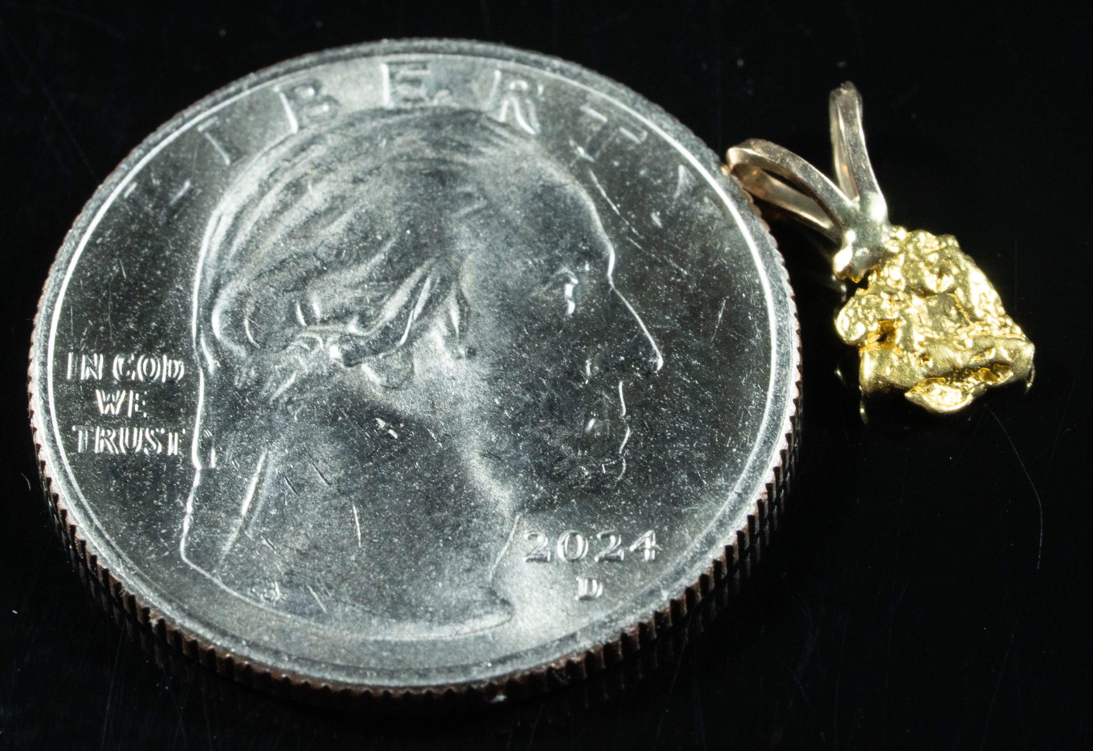 #560 Alaskan-Yukon BC Natural Gold Nugget Pendant .43 Grams Authentic