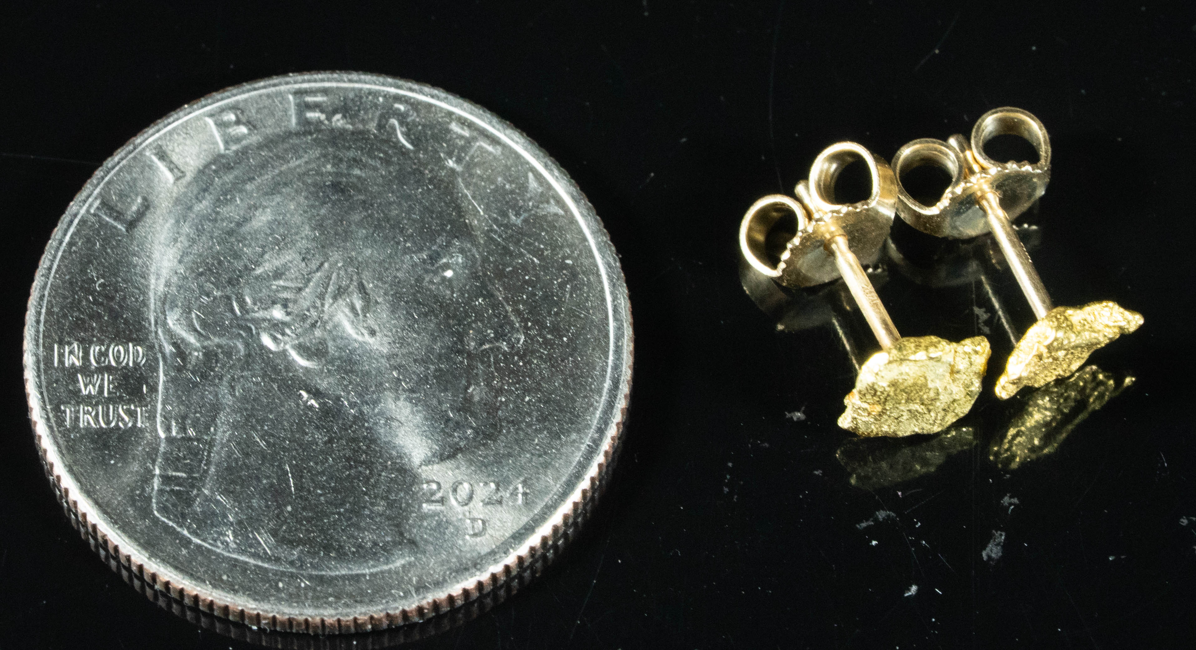 #576 Alaskan-Yukon BC Natural Gold Nugget Earrings 1.19 Grams
