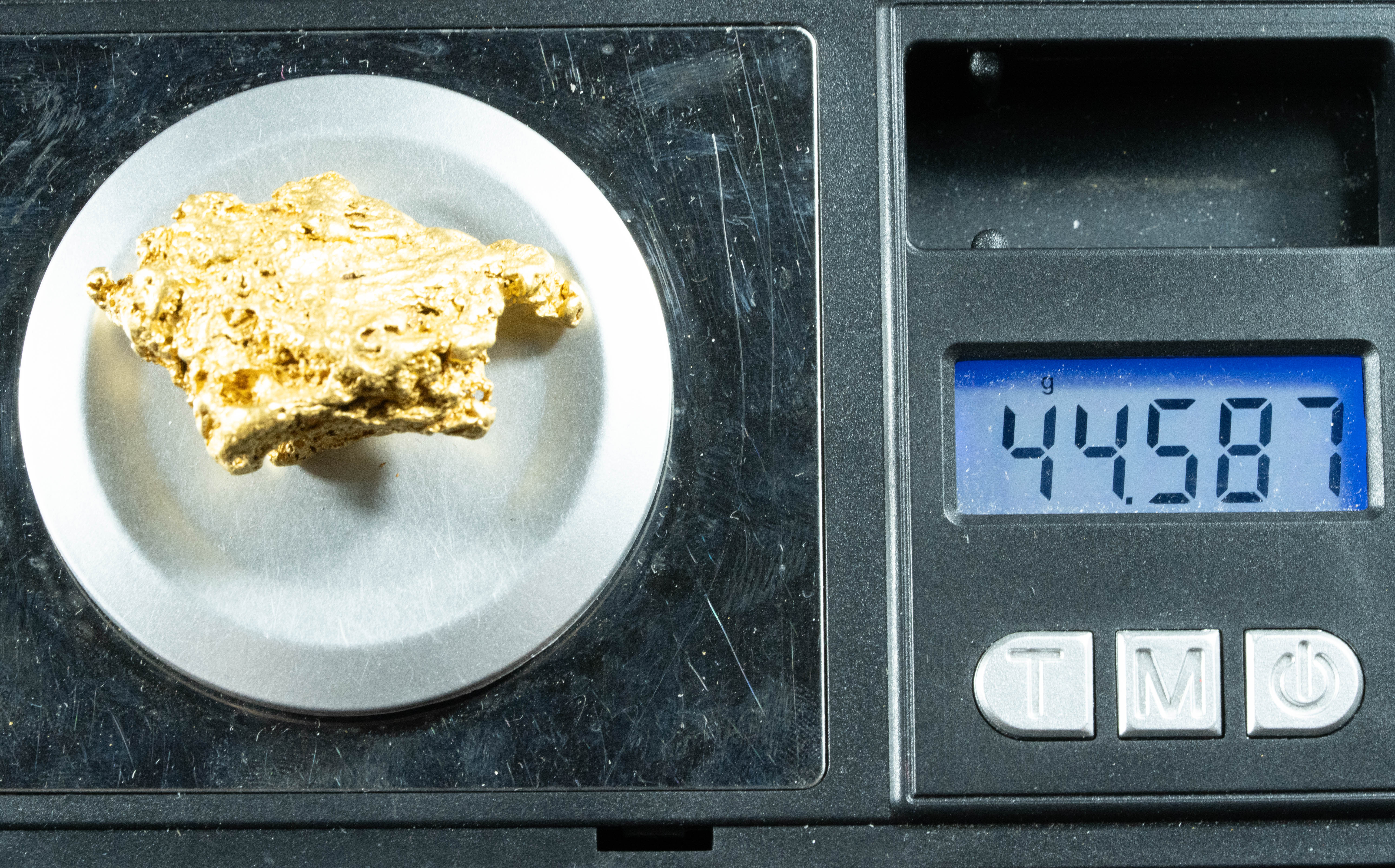 #1205 Large Australian Natural Gold Nugget 44.58 Grams