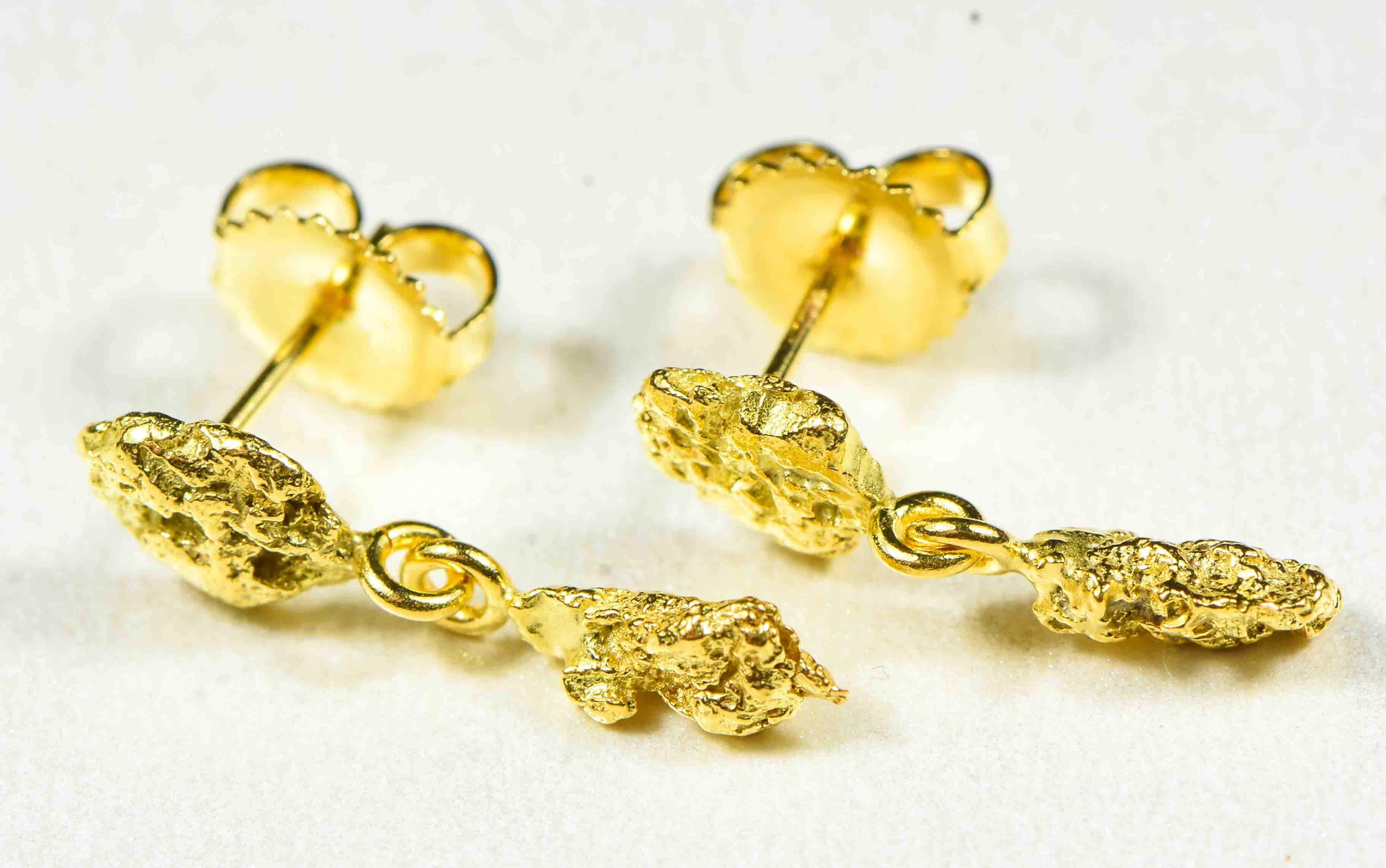 #636 Alaskan-Yukon BC Natural Gold Nugget Earrings 2.66 Grams
