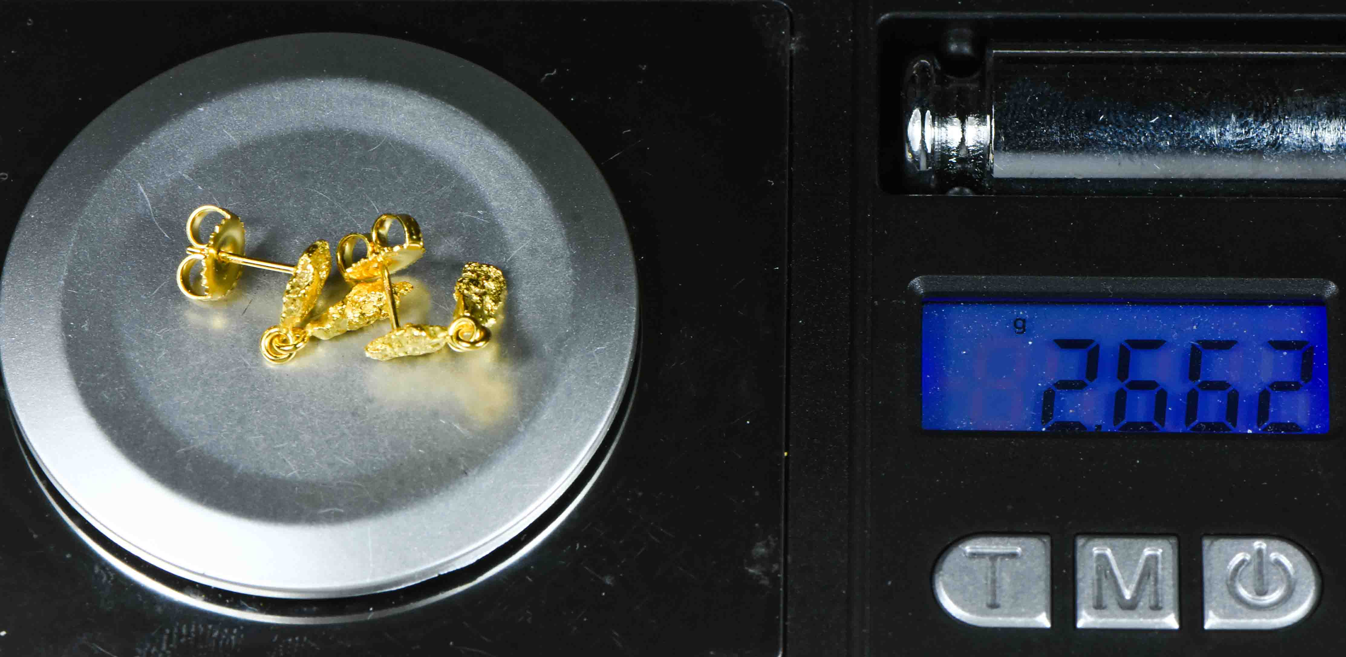 #636 Alaskan-Yukon BC Natural Gold Nugget Earrings 2.66 Grams